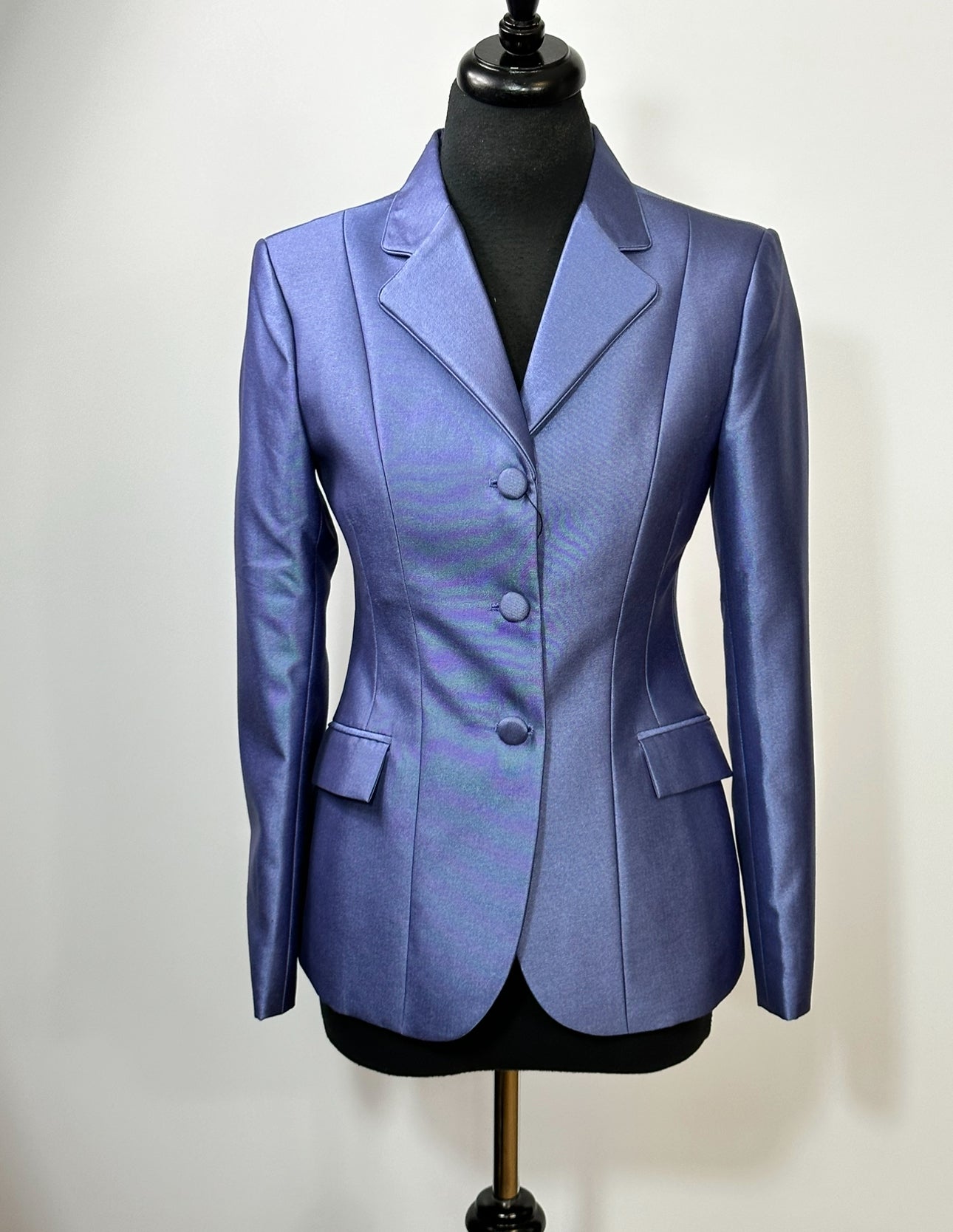 English Show Coat Periwinkle. Blue Sheen Fabric Code R340C