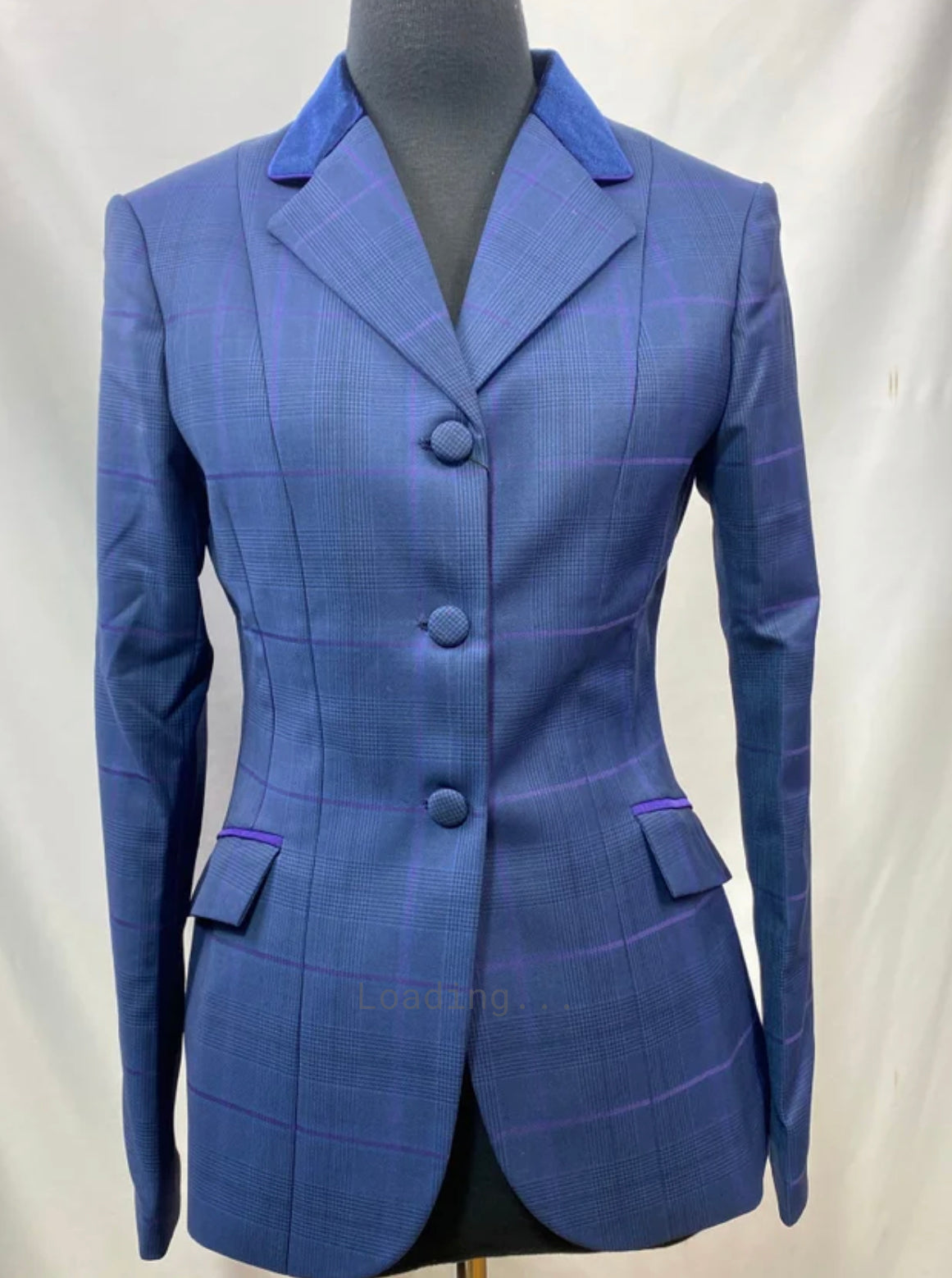 English Show Coat Navy With Purple Plaid Accents Fabric Code Ez4730-5