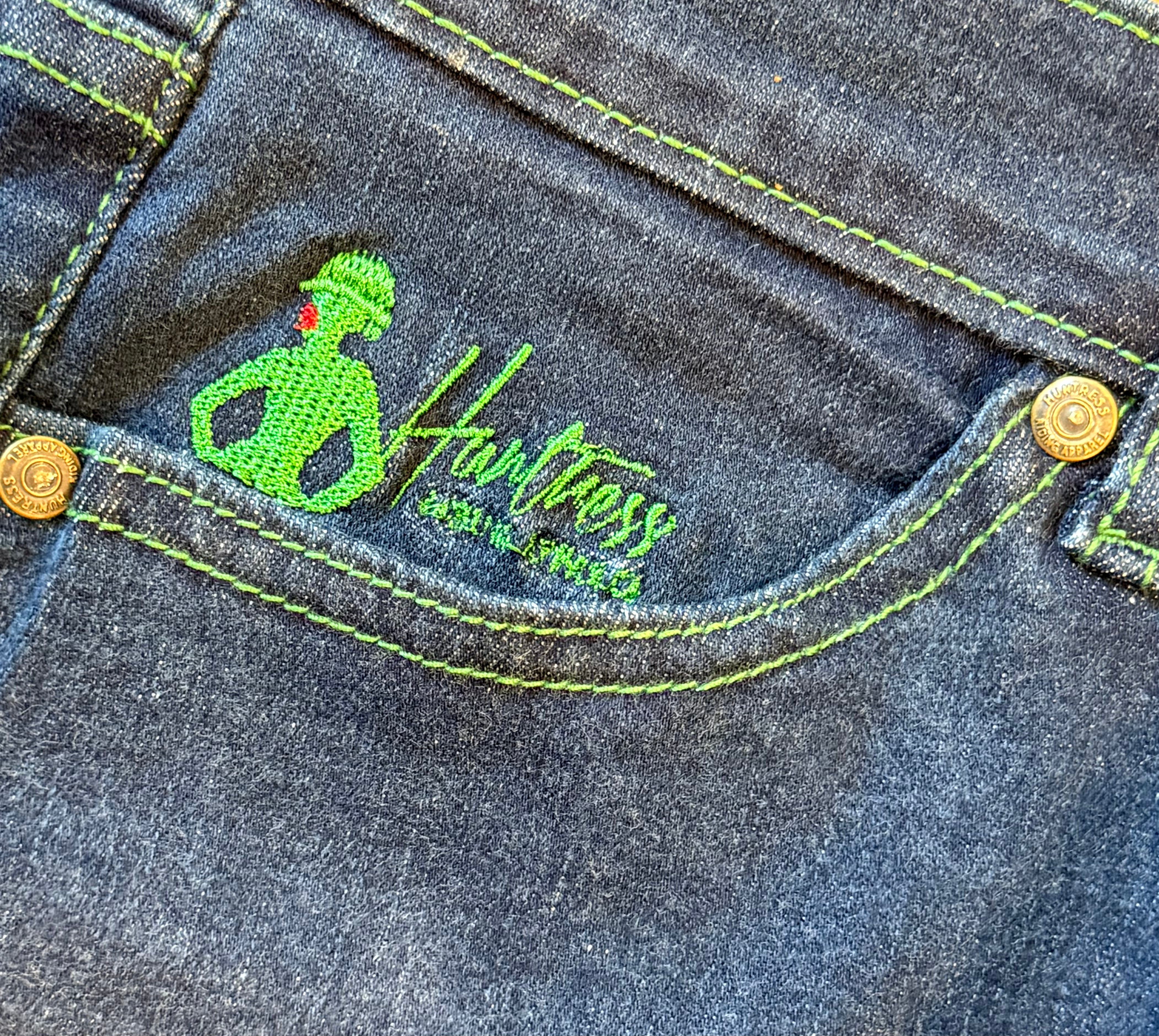 Huntress Western Jeans “Green” Stitching