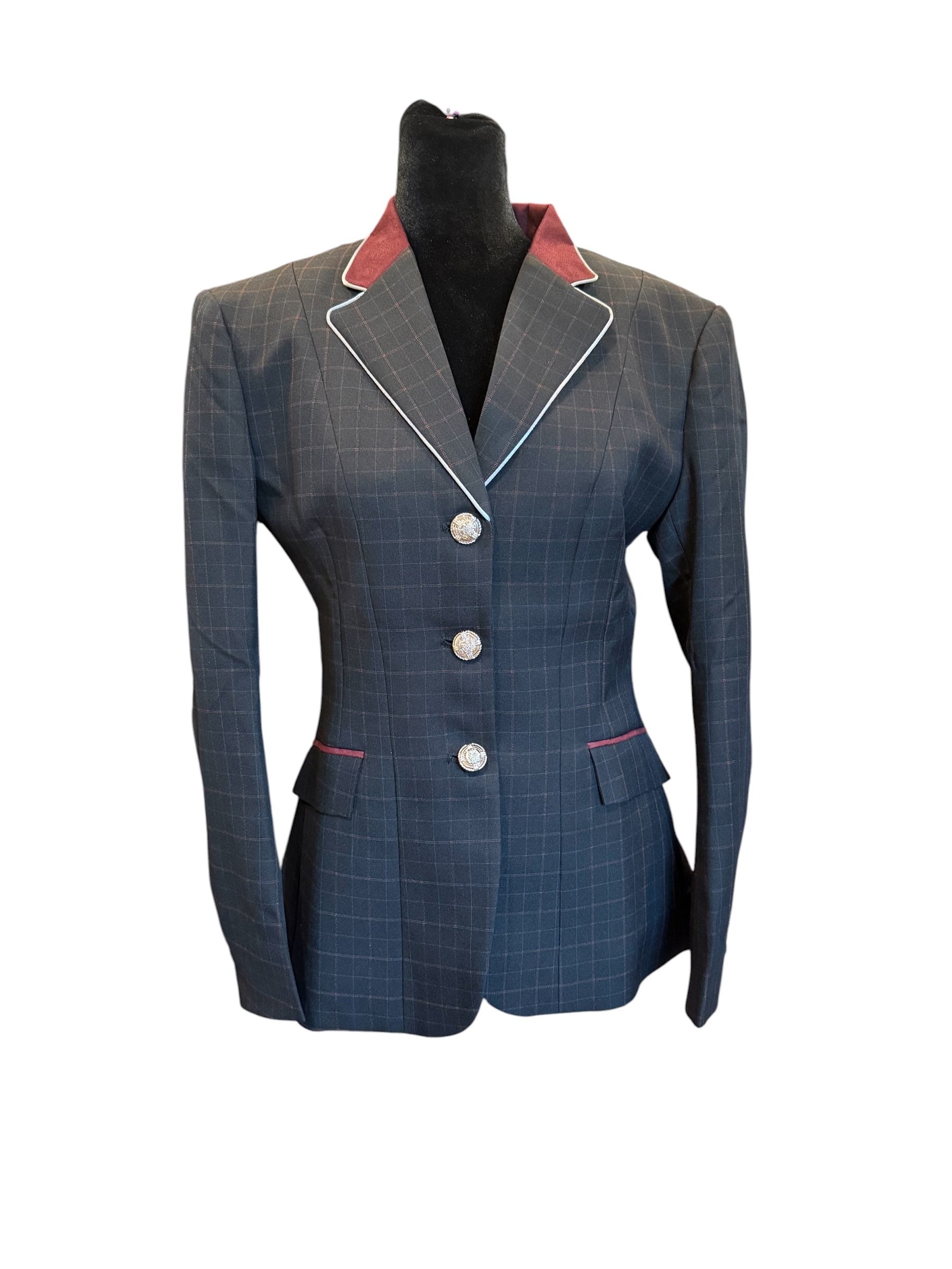 English Show Coat Black Windowpane Fabric Code R094