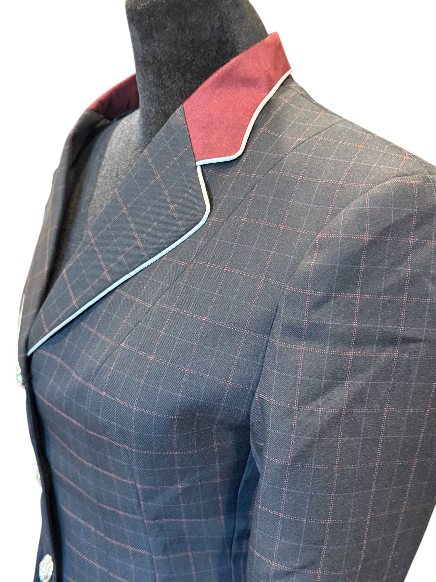 English Show Coat Black Windowpane Fabric Code R094
