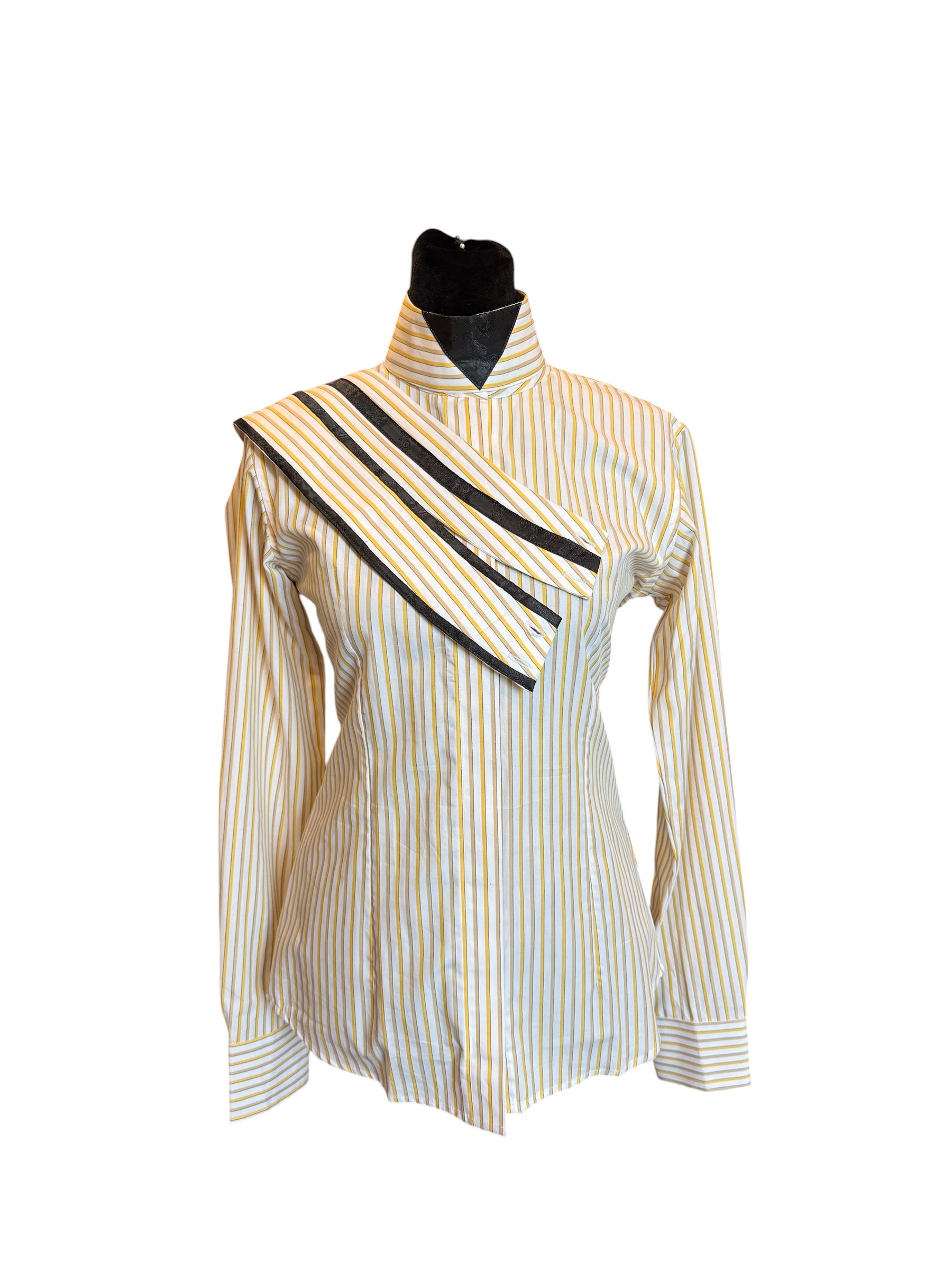 🔥NEW🔥English show shirt with hidden zipper white with black tan and gold