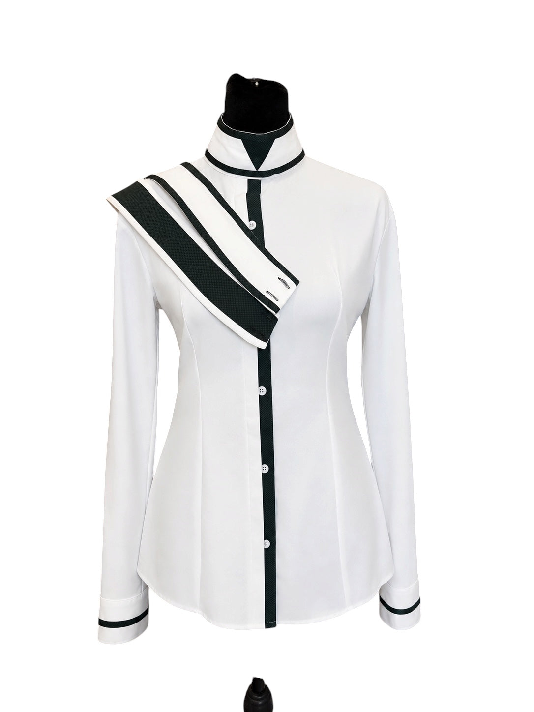 English show shirt white with hunter green accents ￼