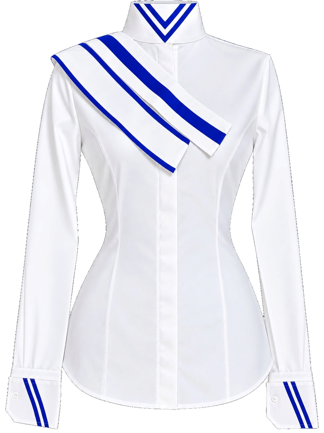 English Show Shirt “Stretch” Hidden Zipper Royal Blue Accents