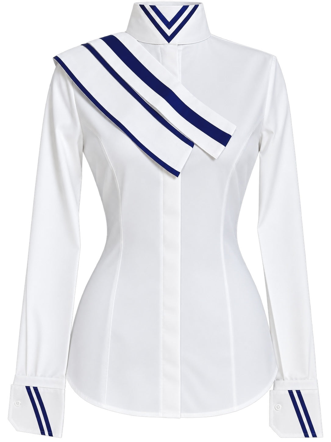 English Show Shirt “Stretch” Hidden Zipper Navy Accents