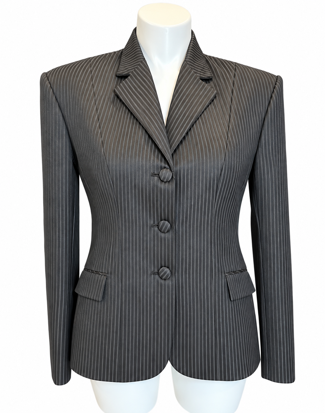 English Show Coat Black Self Stripe Fabric Code HR-0110
