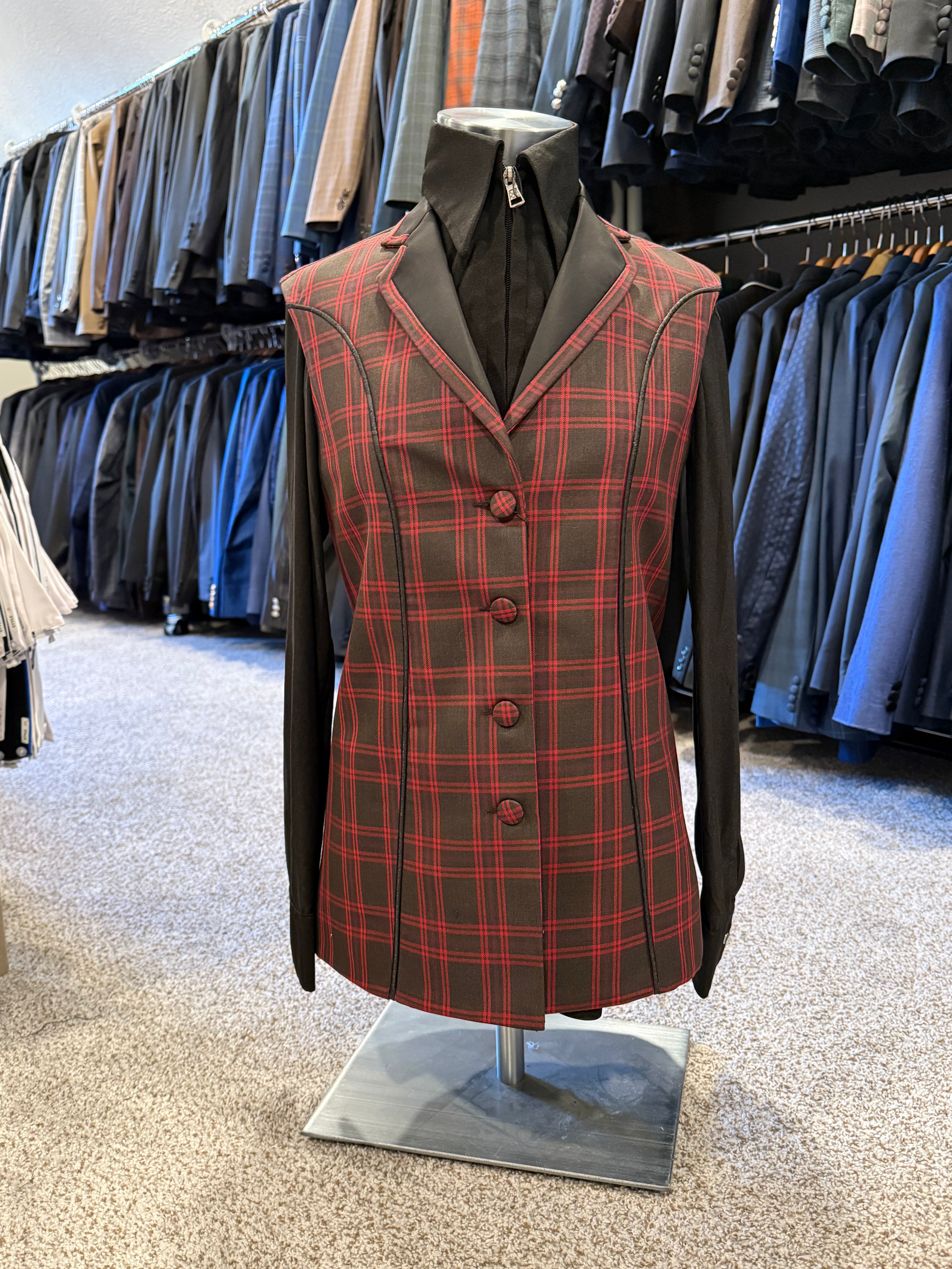 Western Vest SET Red,Grey and Black Plaid