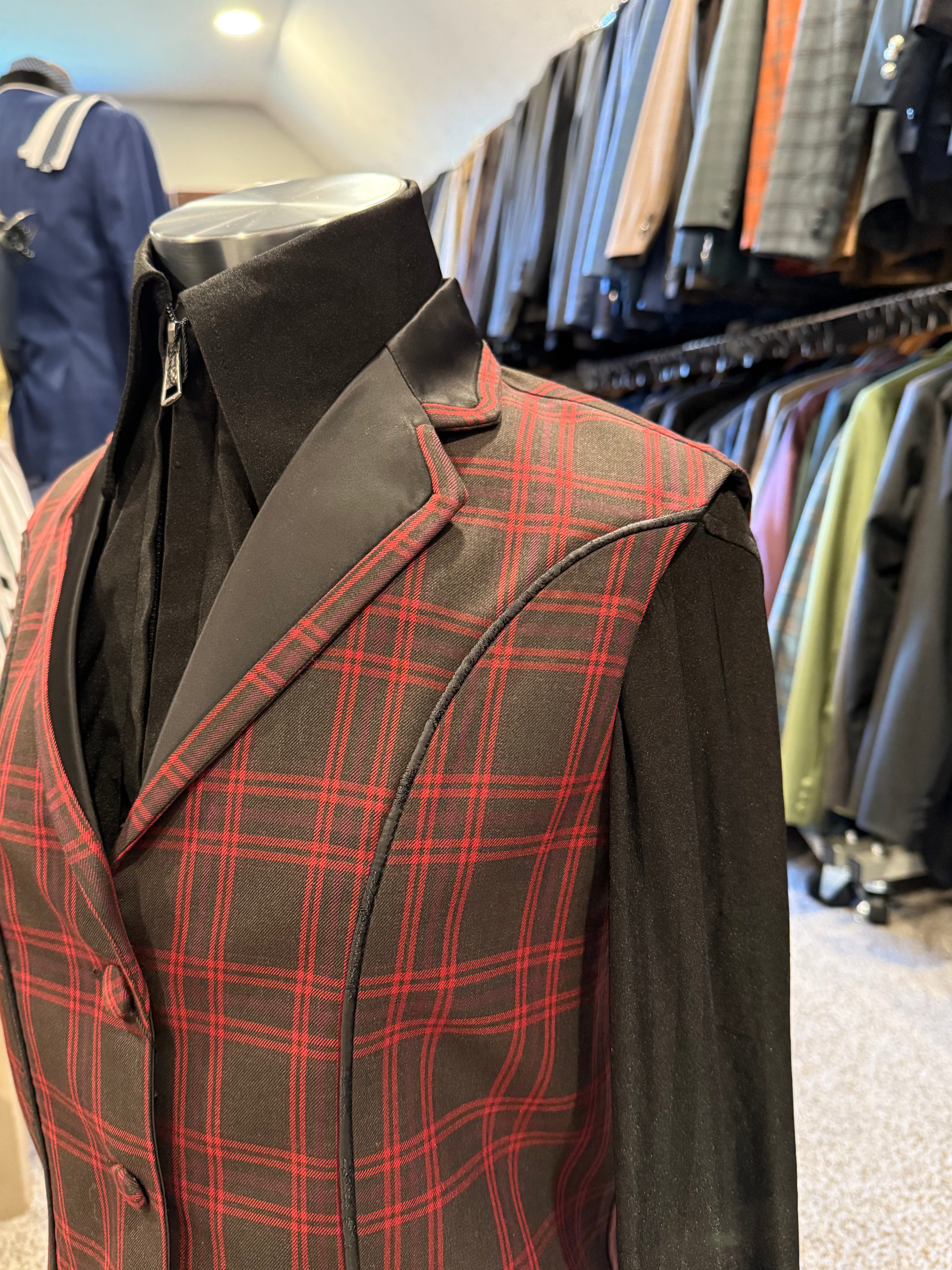 Western Vest SET Red,Grey and Black Plaid