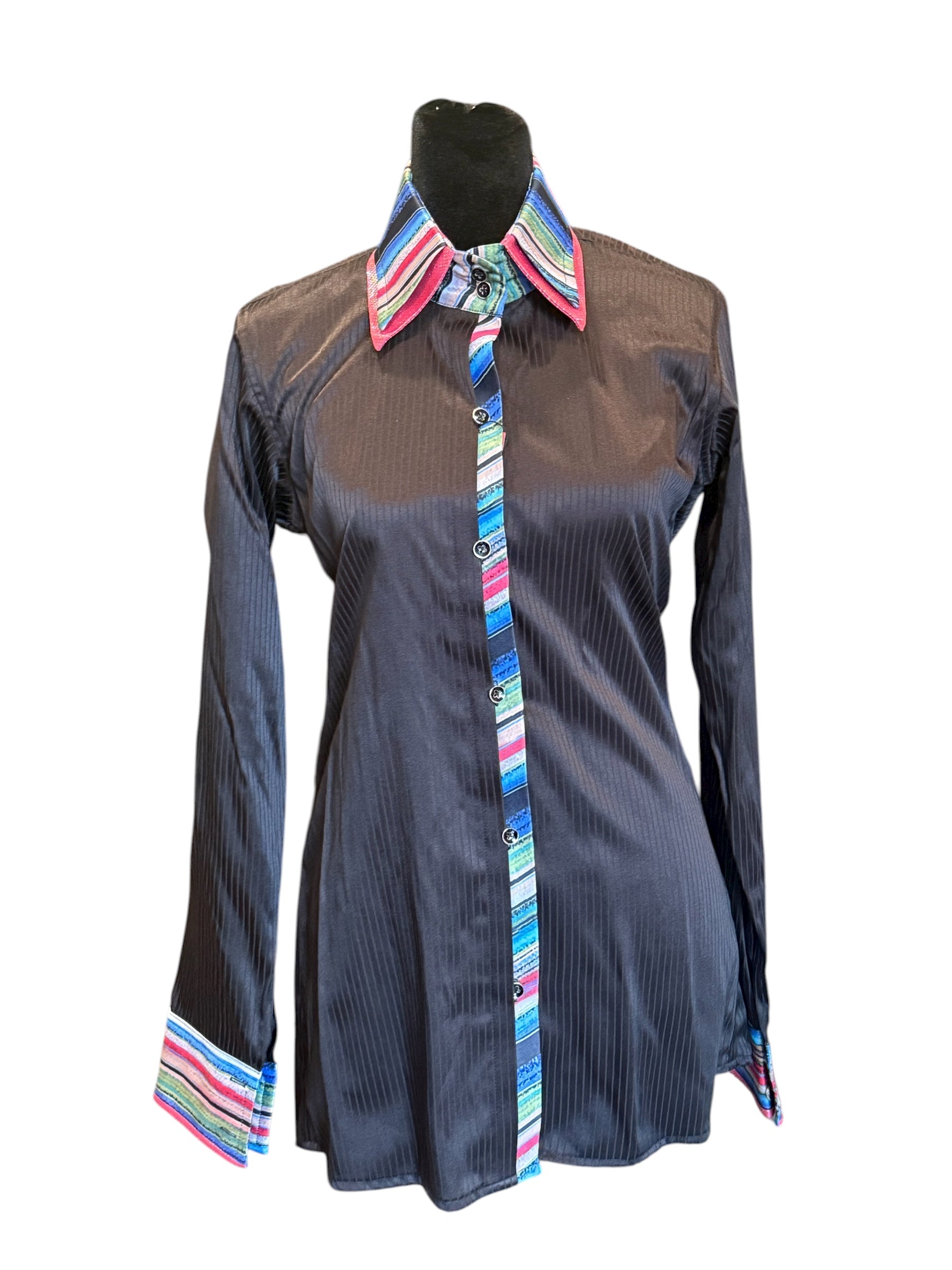 Western Button Up Black with plaid trim