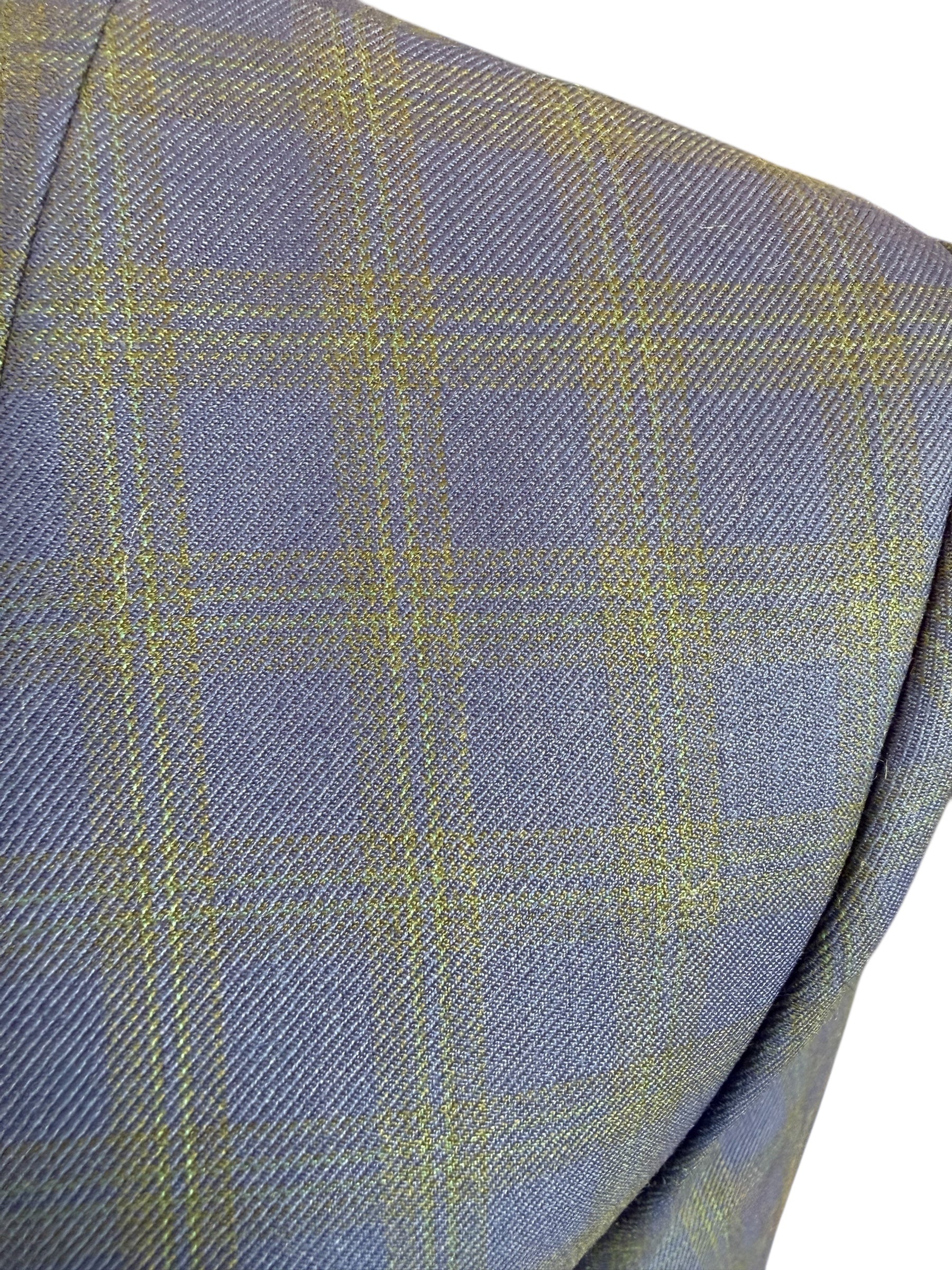 English Show Coat The Heath Blue green Plaid with Hidden Zipper