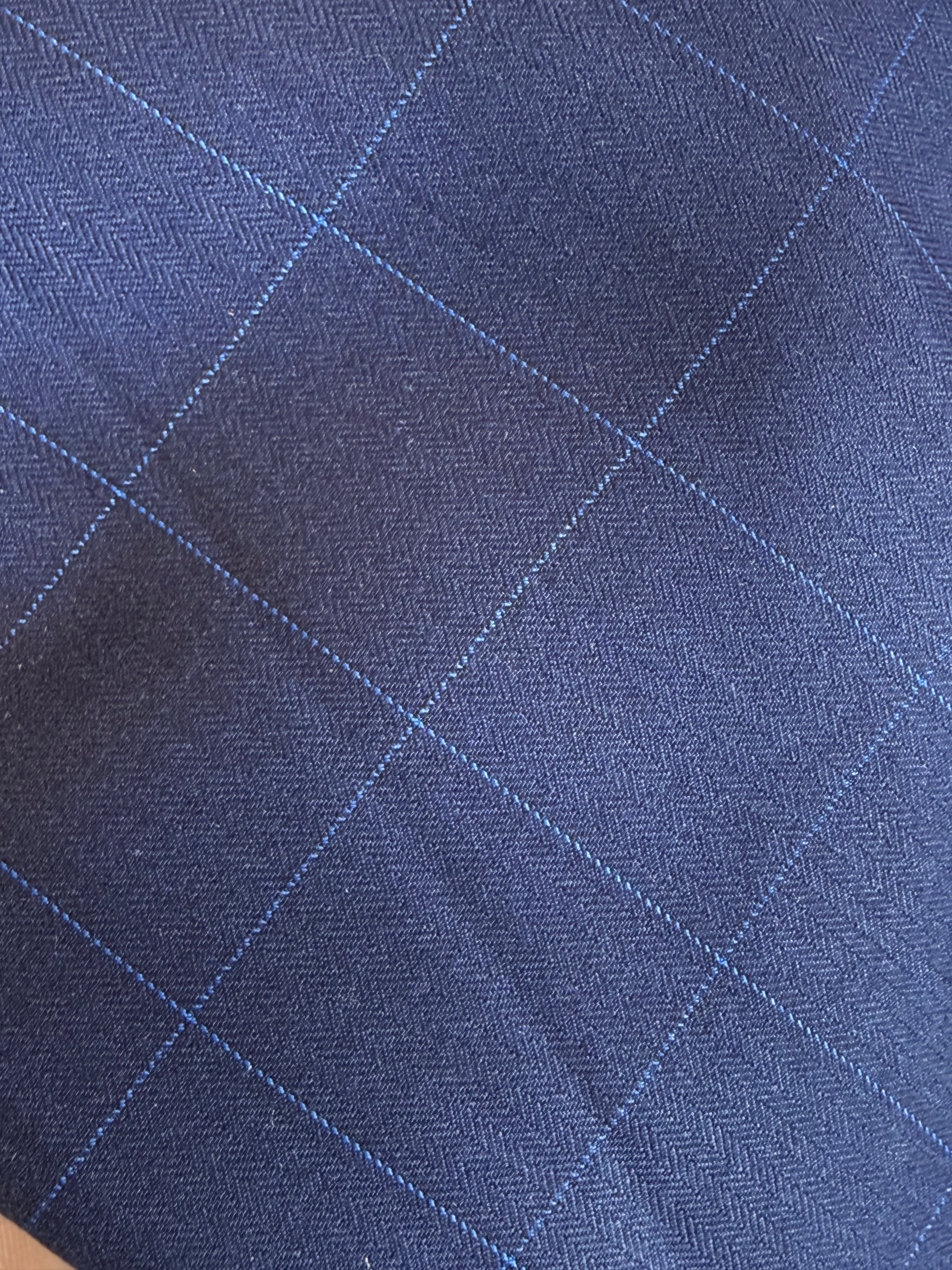 English Show Coat The Wadsworth Navy Windowpane Plaid with Burgundy Velvet