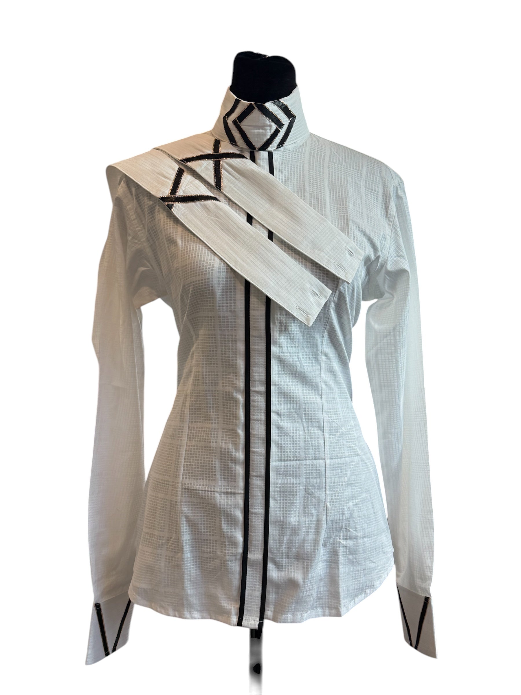 English Show Shirt Black with Gold Accents “Hidden Zipper” – Huntress  Riding Apparel