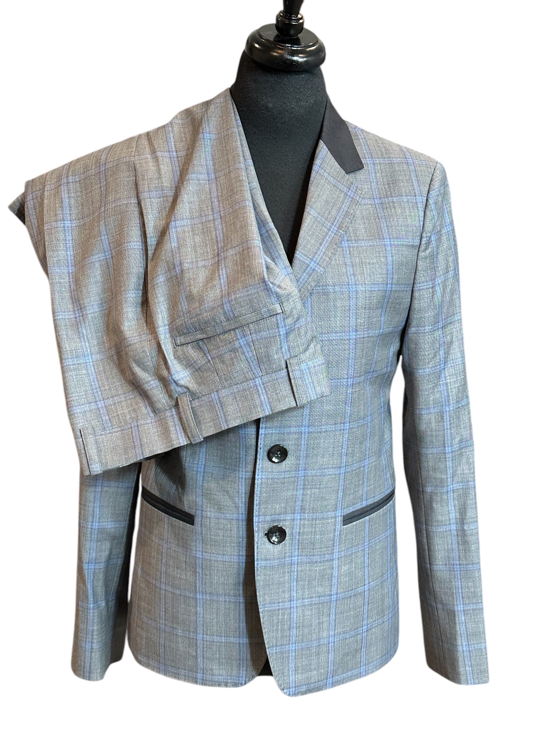 Western Showmanship Suit Grey and Blue Plaid