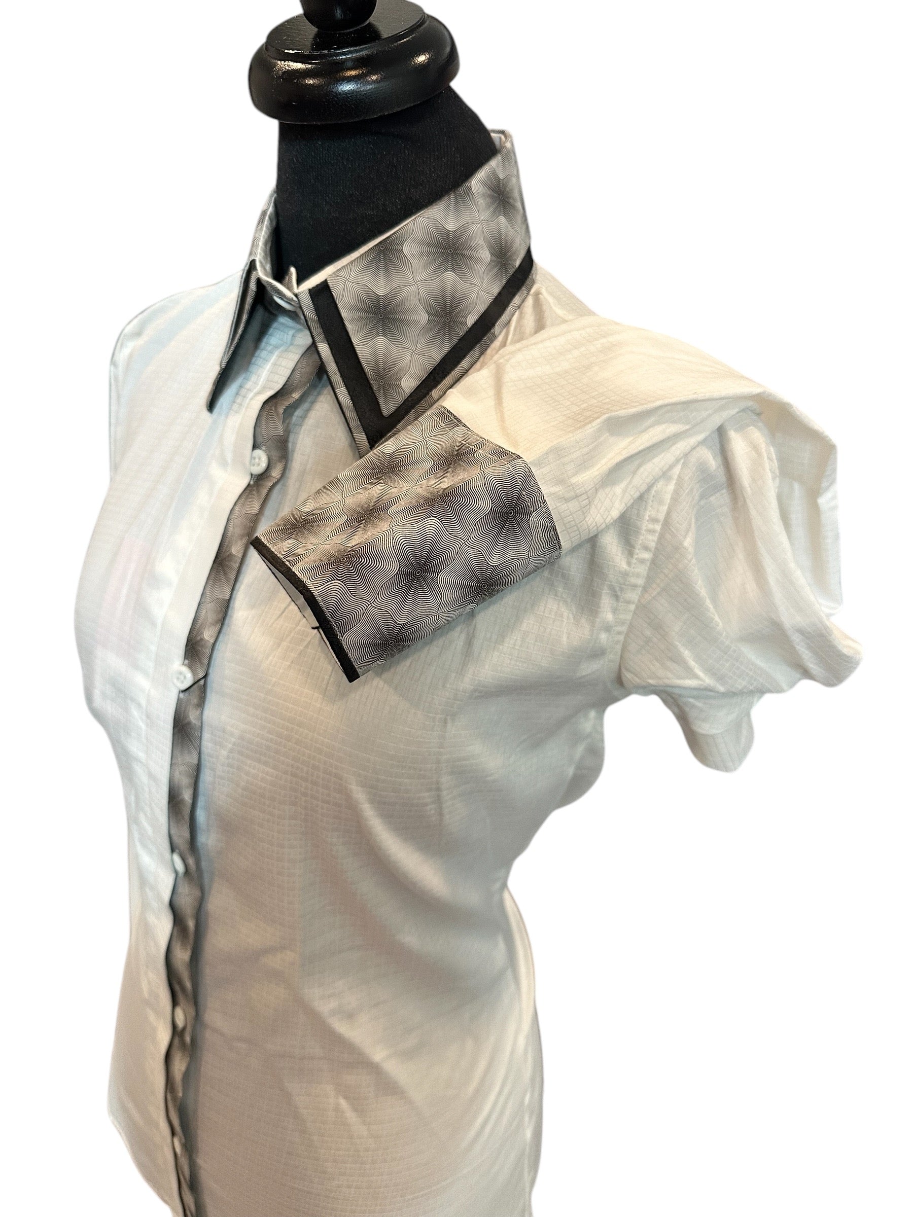 Western Button Up White with Geo Shape