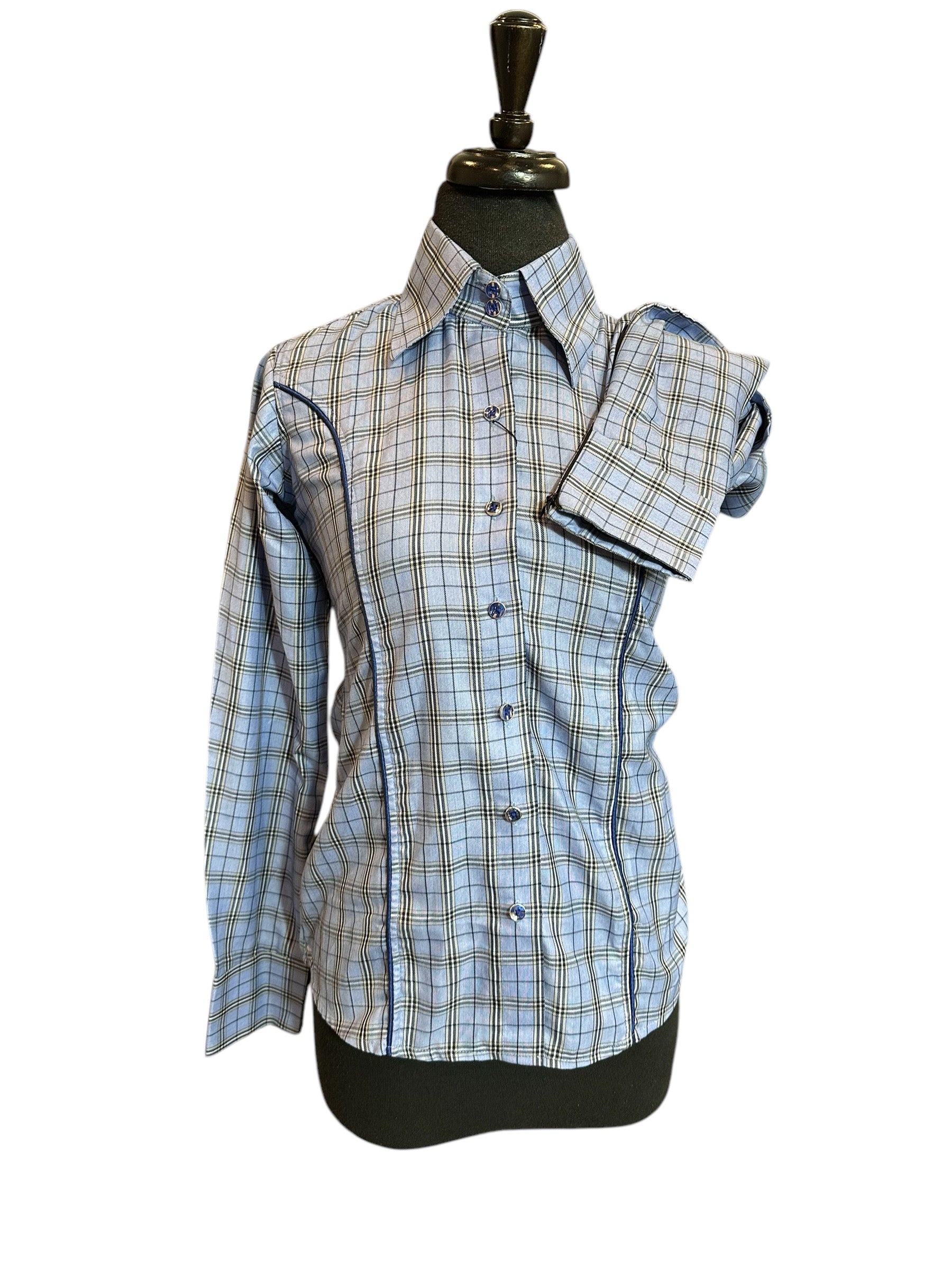 Western Button Up Light Blue Plaid