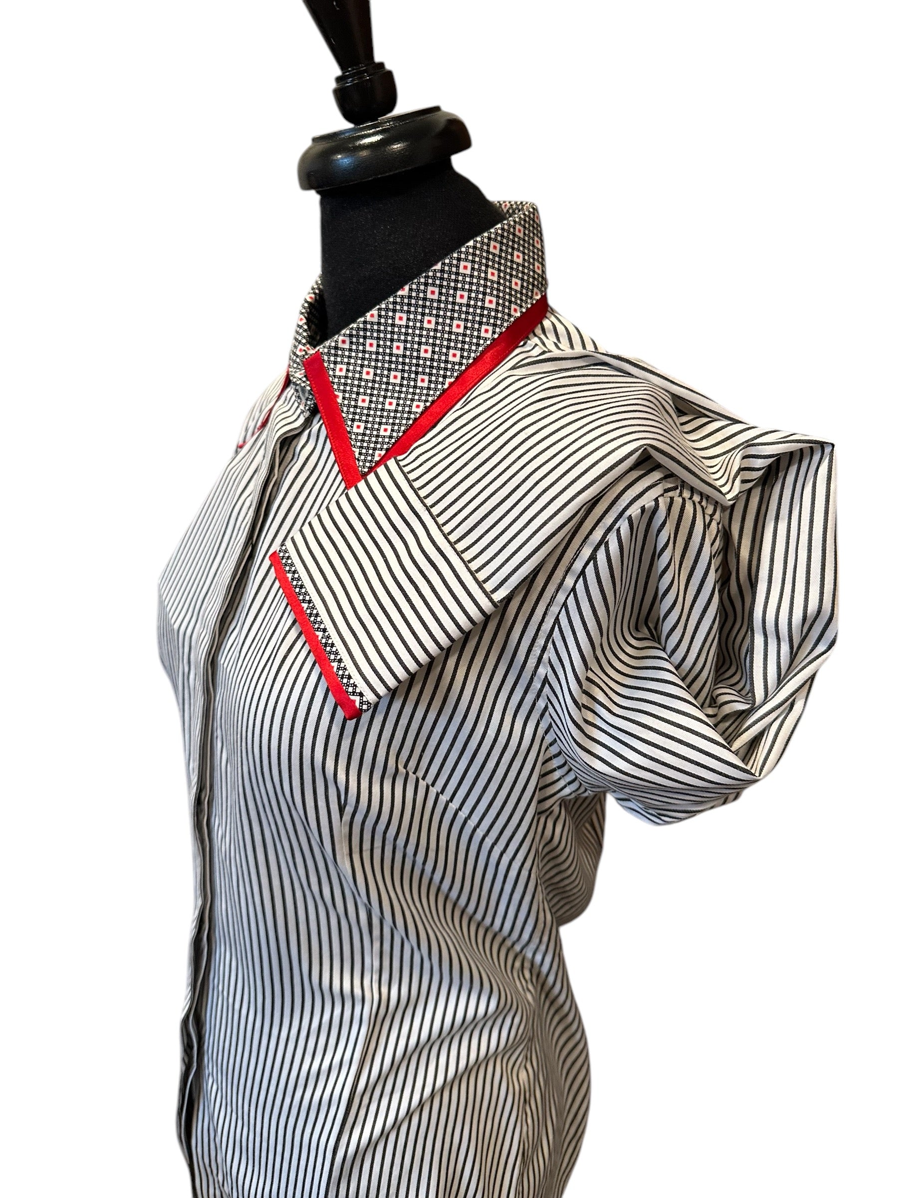 Western Button Up White and Black Stripe