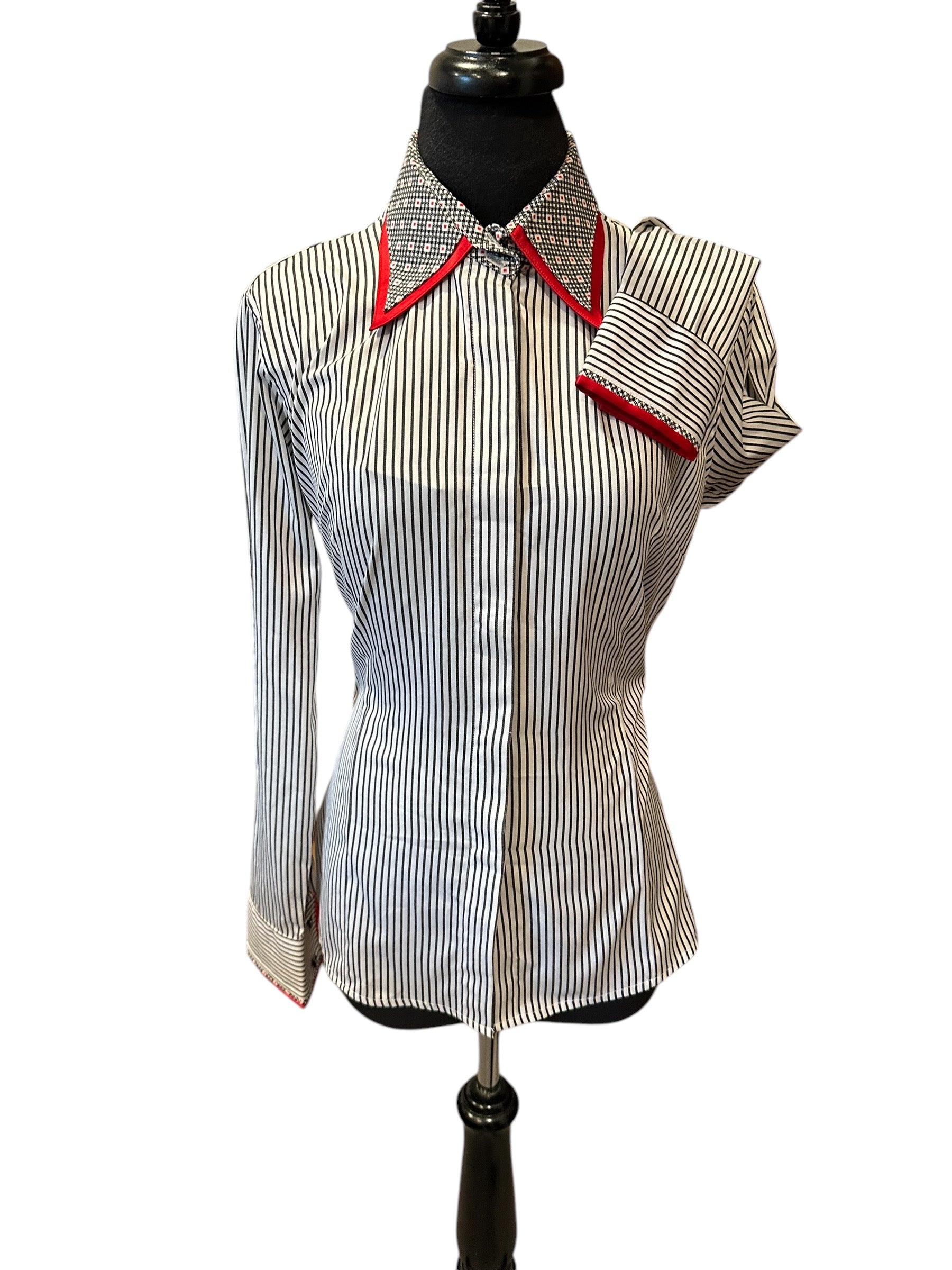 Western Button Up White and Black Stripe