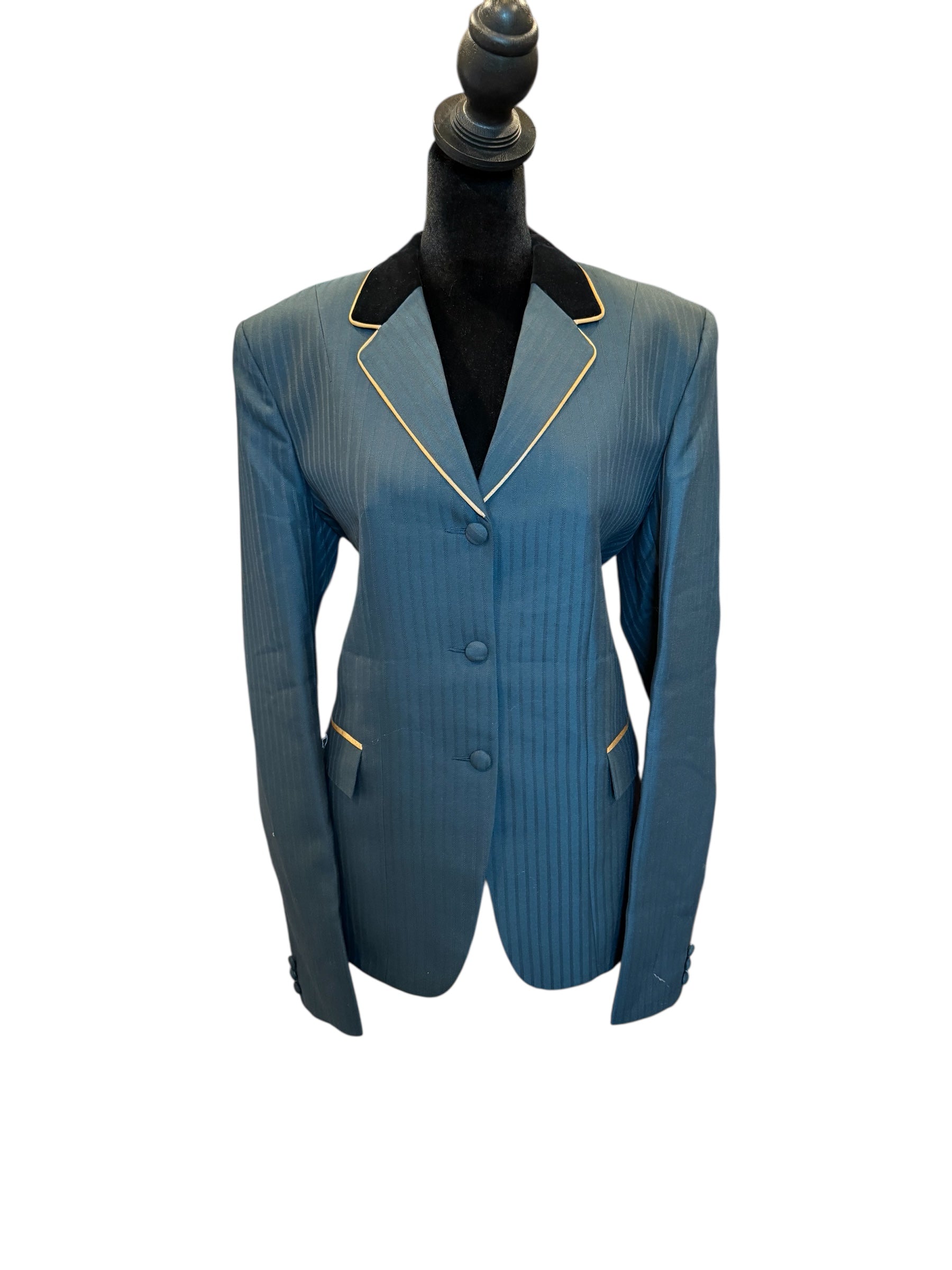 English Show Coat Hunter Green Self Stripe Fabric Code MOHDRYMD