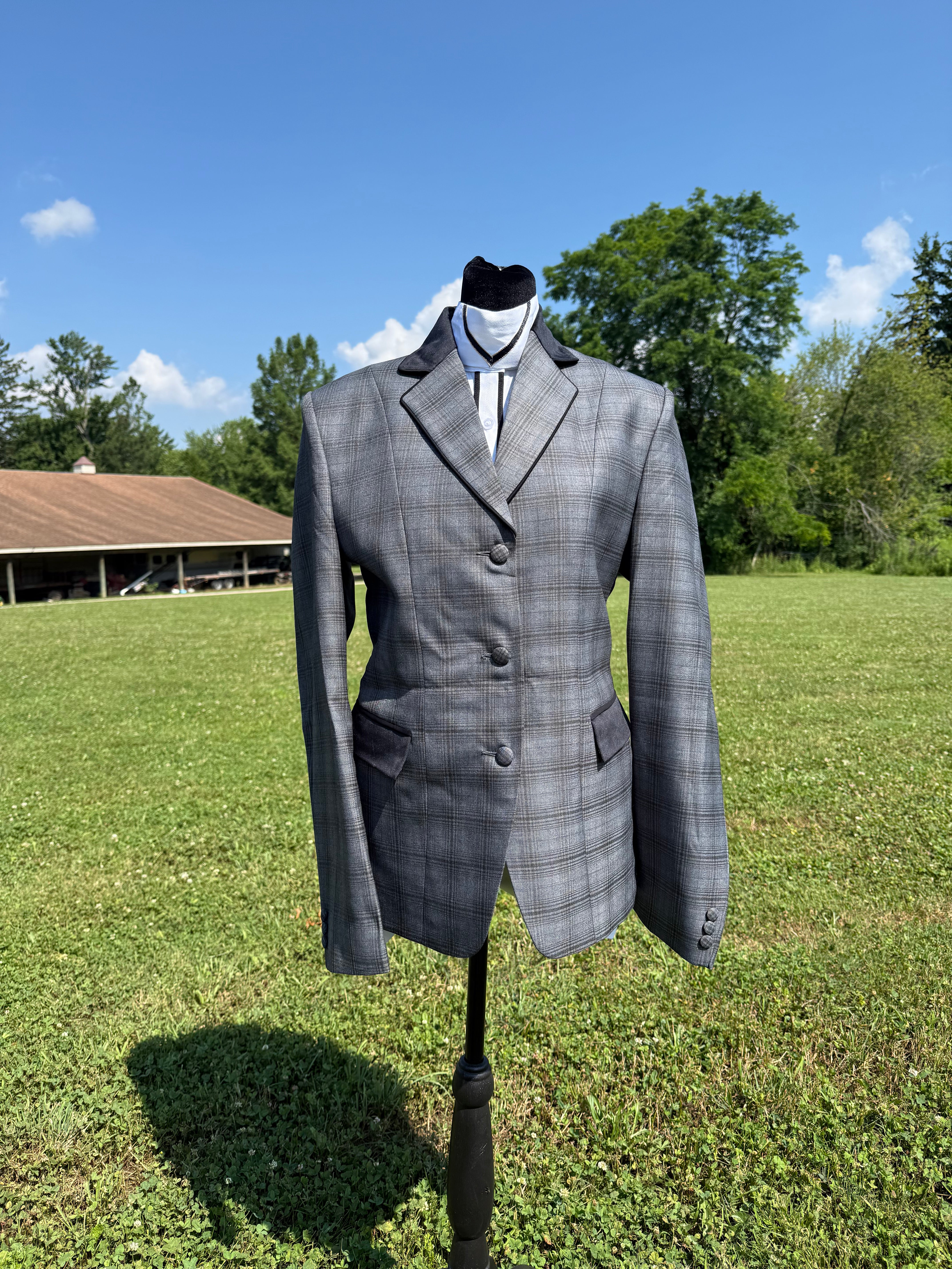 English Show Coat Grey Plaid “Hidden Zipper”