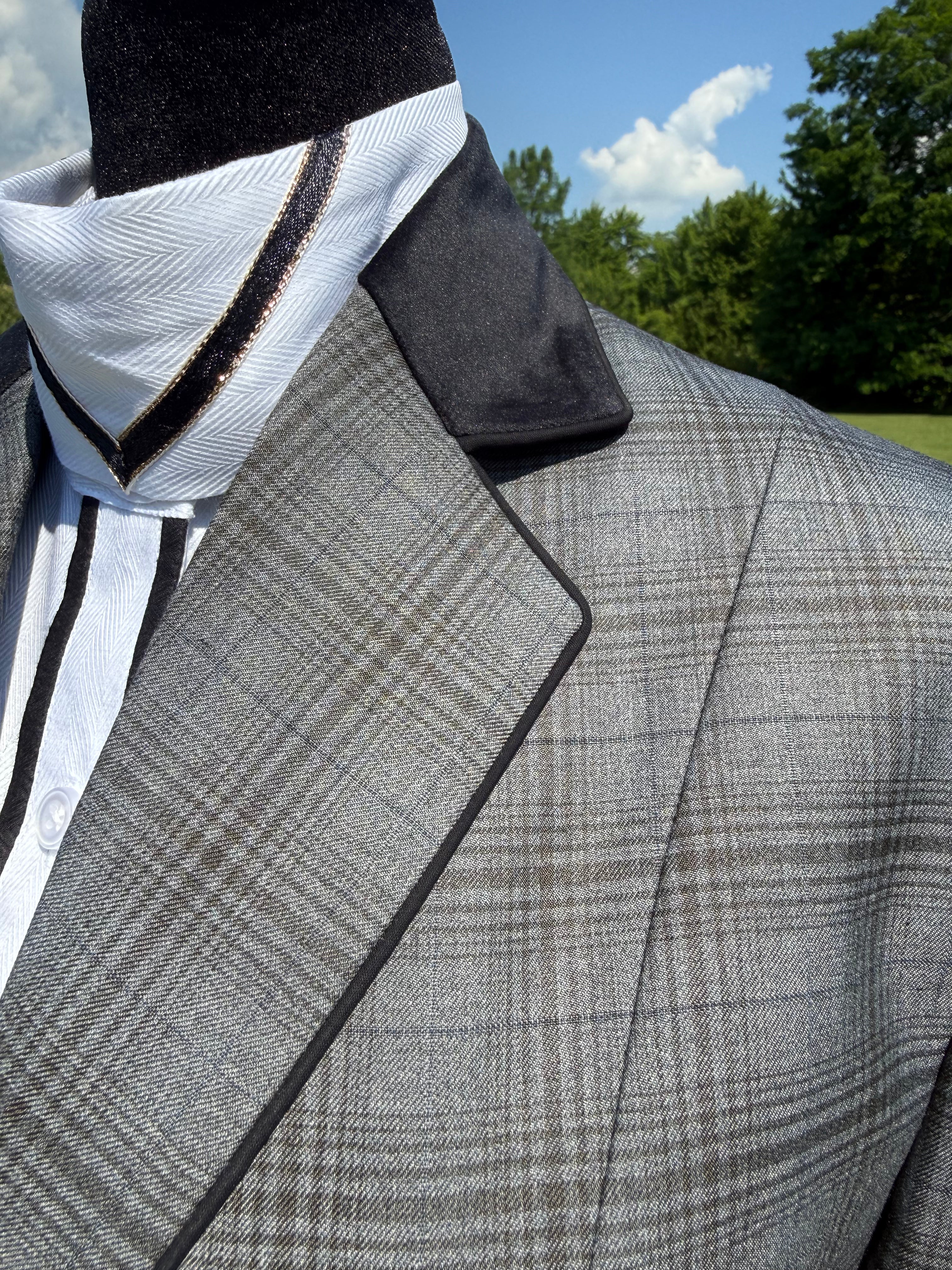 English Show Coat Grey Plaid “Hidden Zipper”