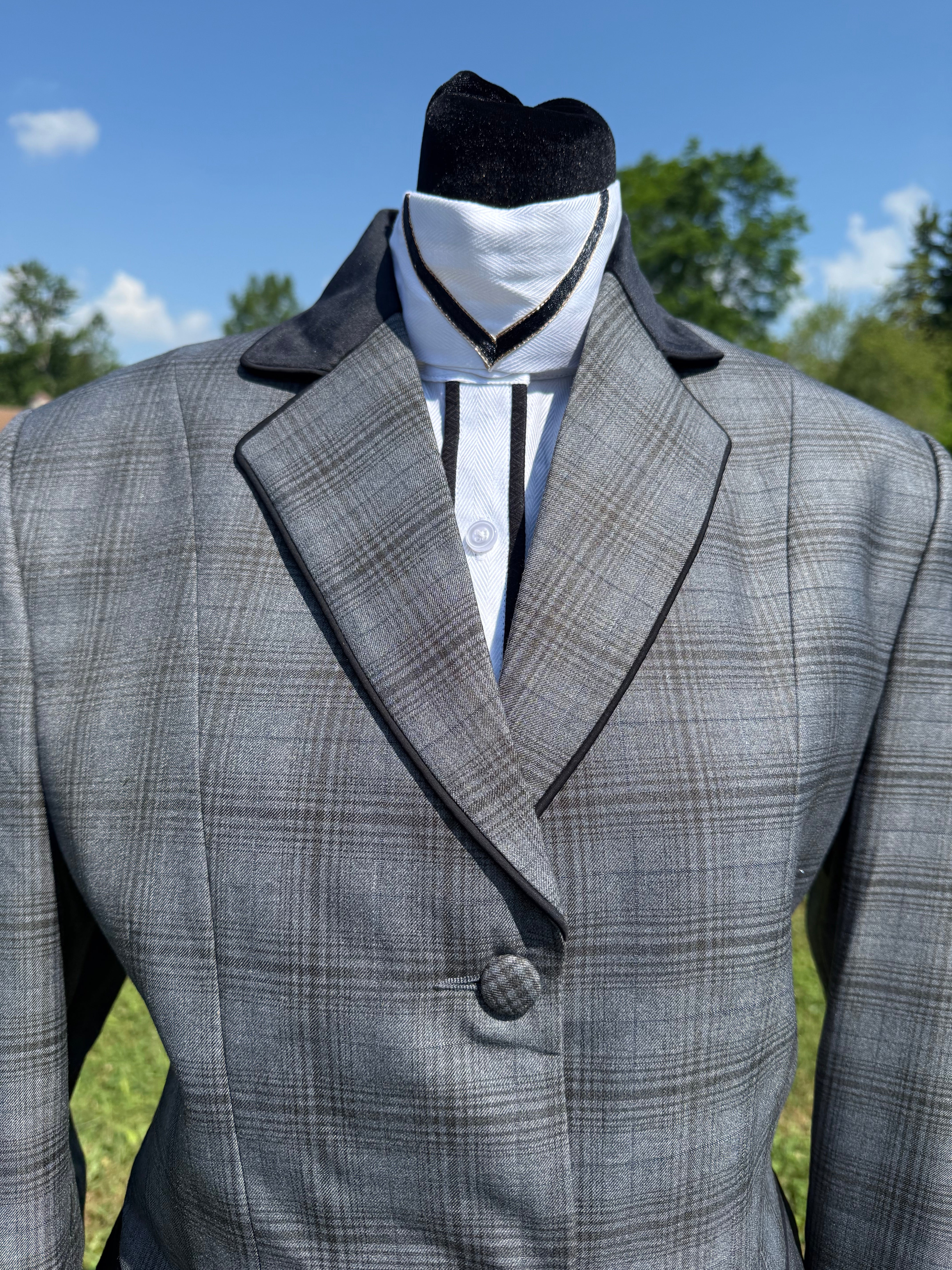 English Show Coat Grey Plaid “Hidden Zipper”