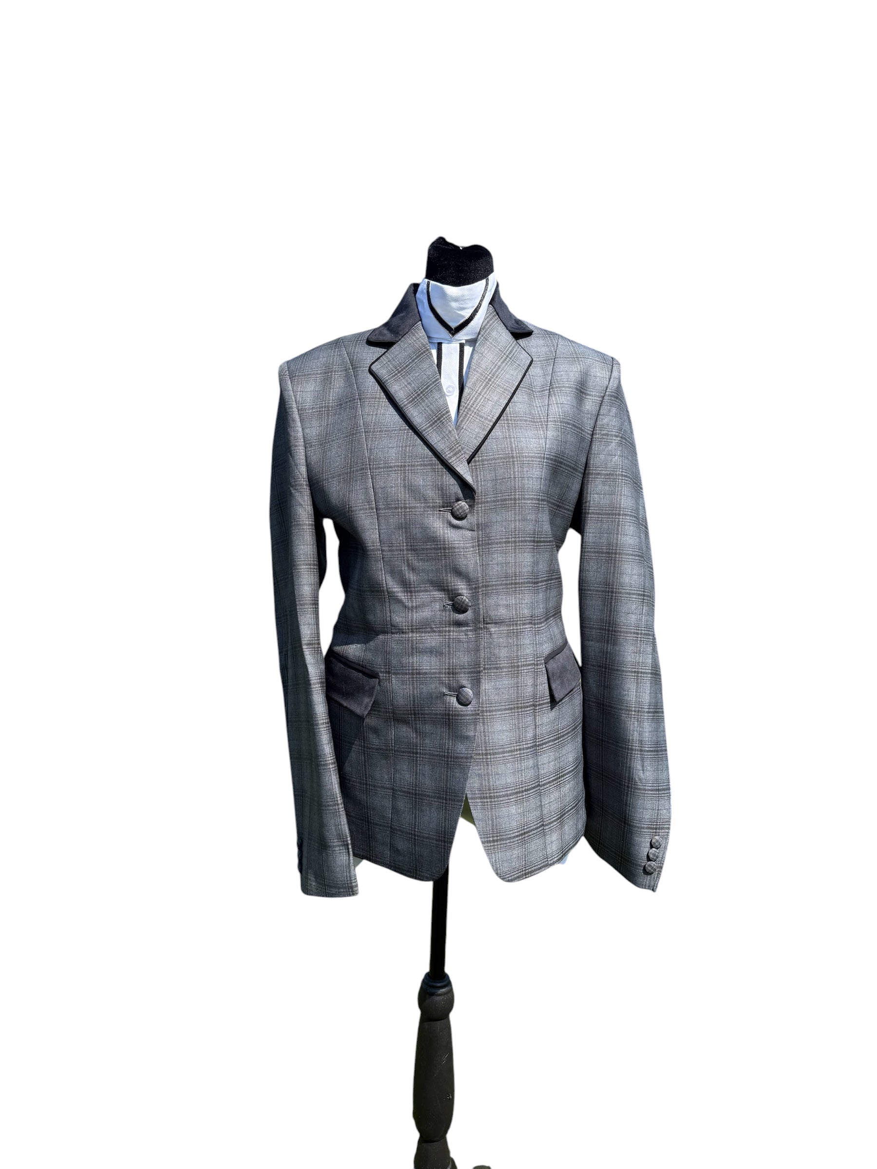 English Show Coat Grey Plaid “Hidden Zipper”