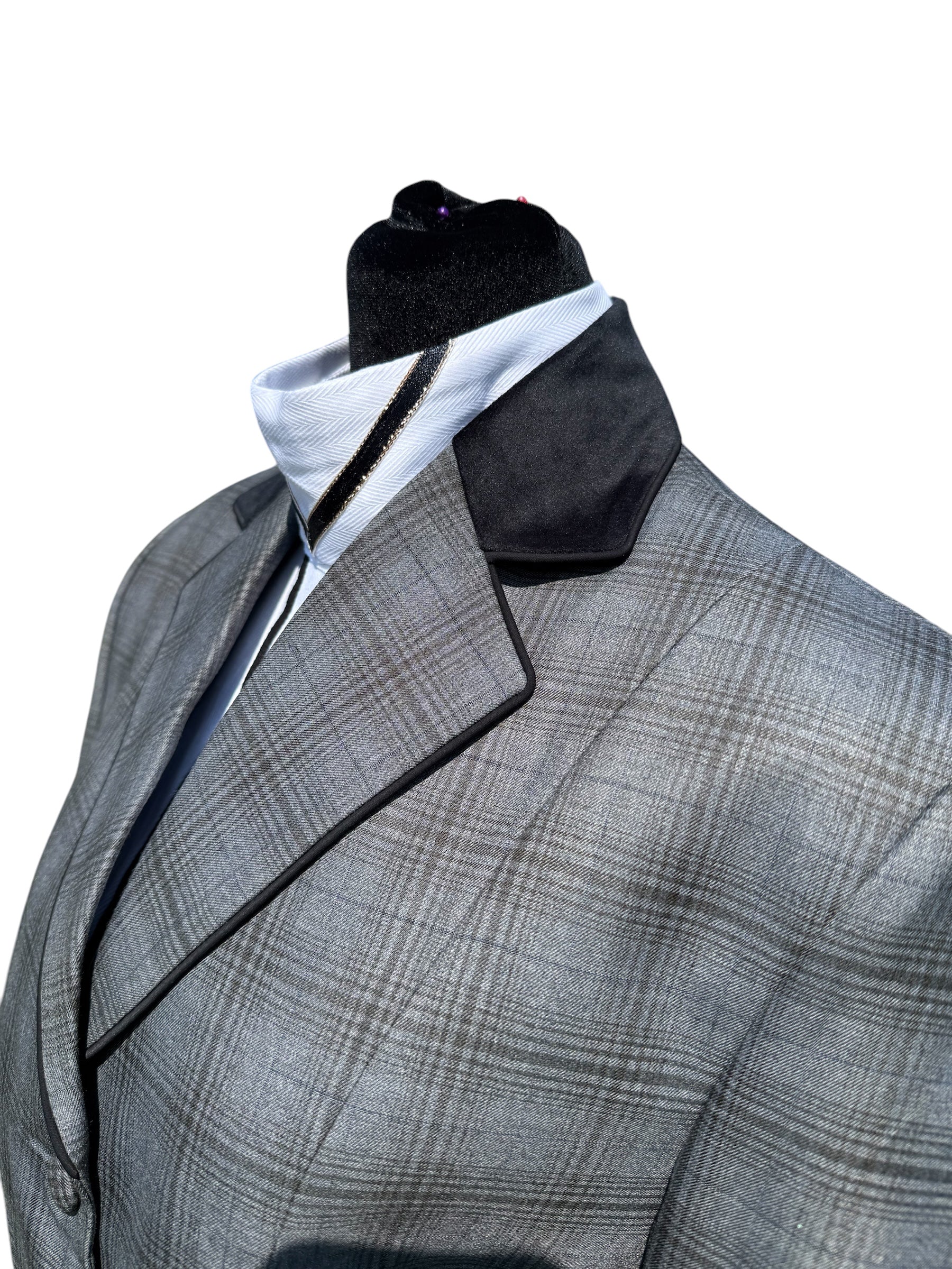 English Show Coat Grey Plaid “Hidden Zipper”