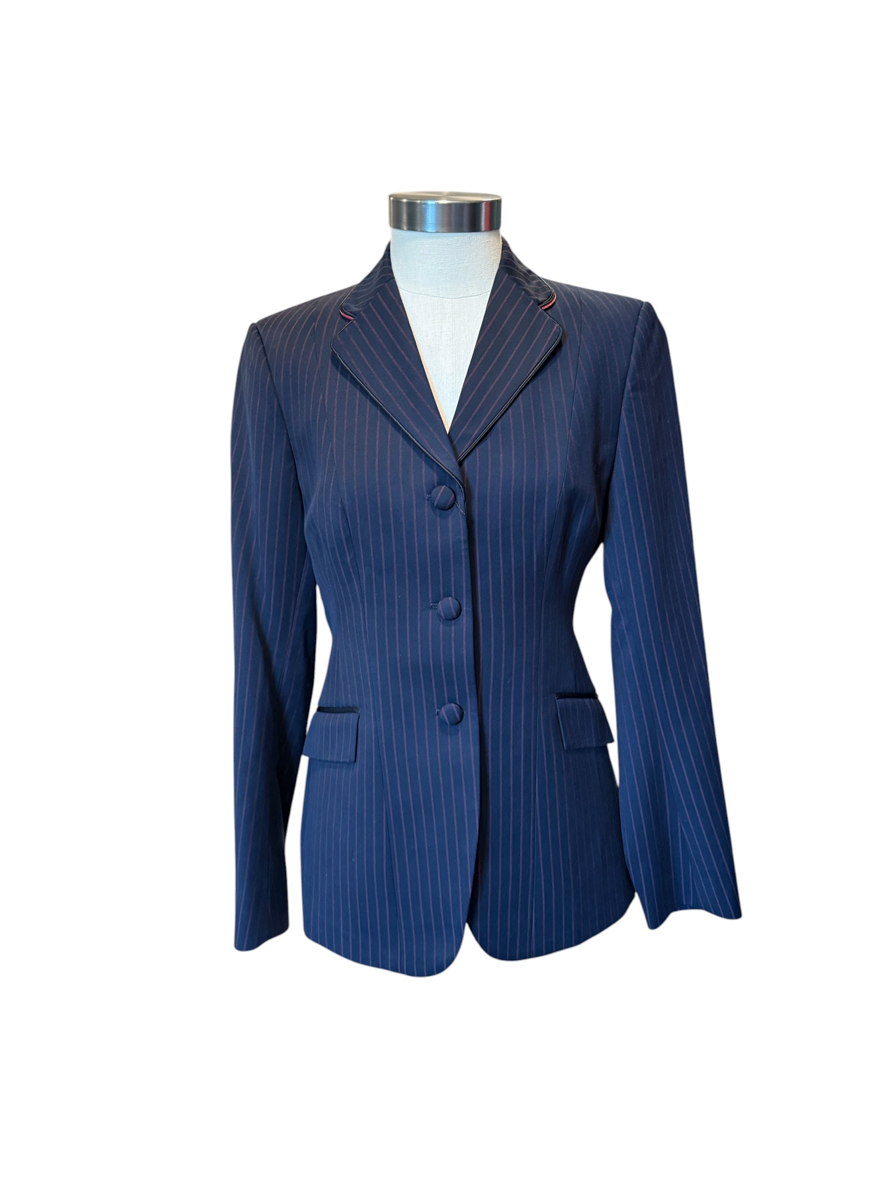 English Show Coat Midnight with Burgundy stripes