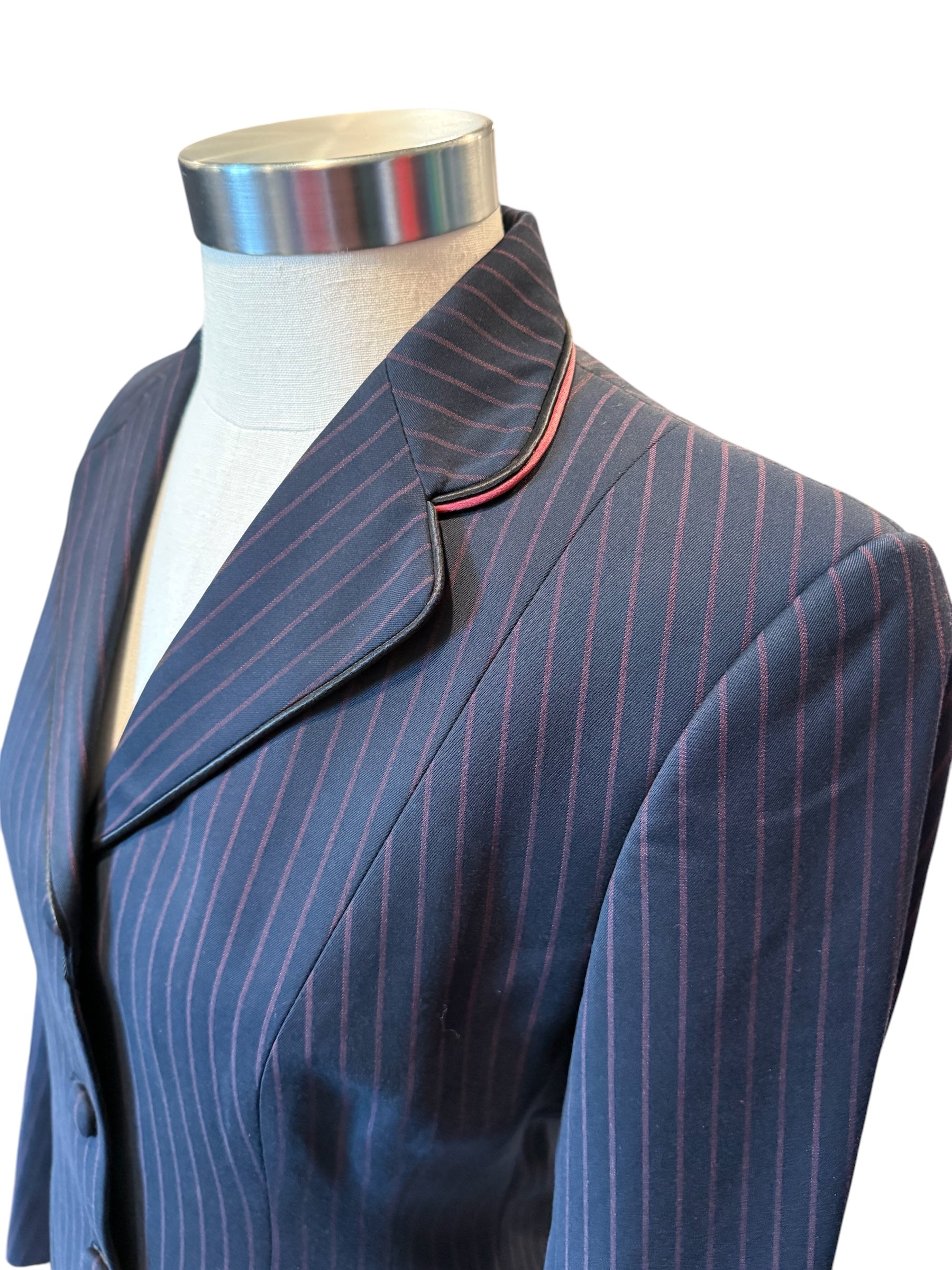 English Show Coat Midnight with Burgundy stripes