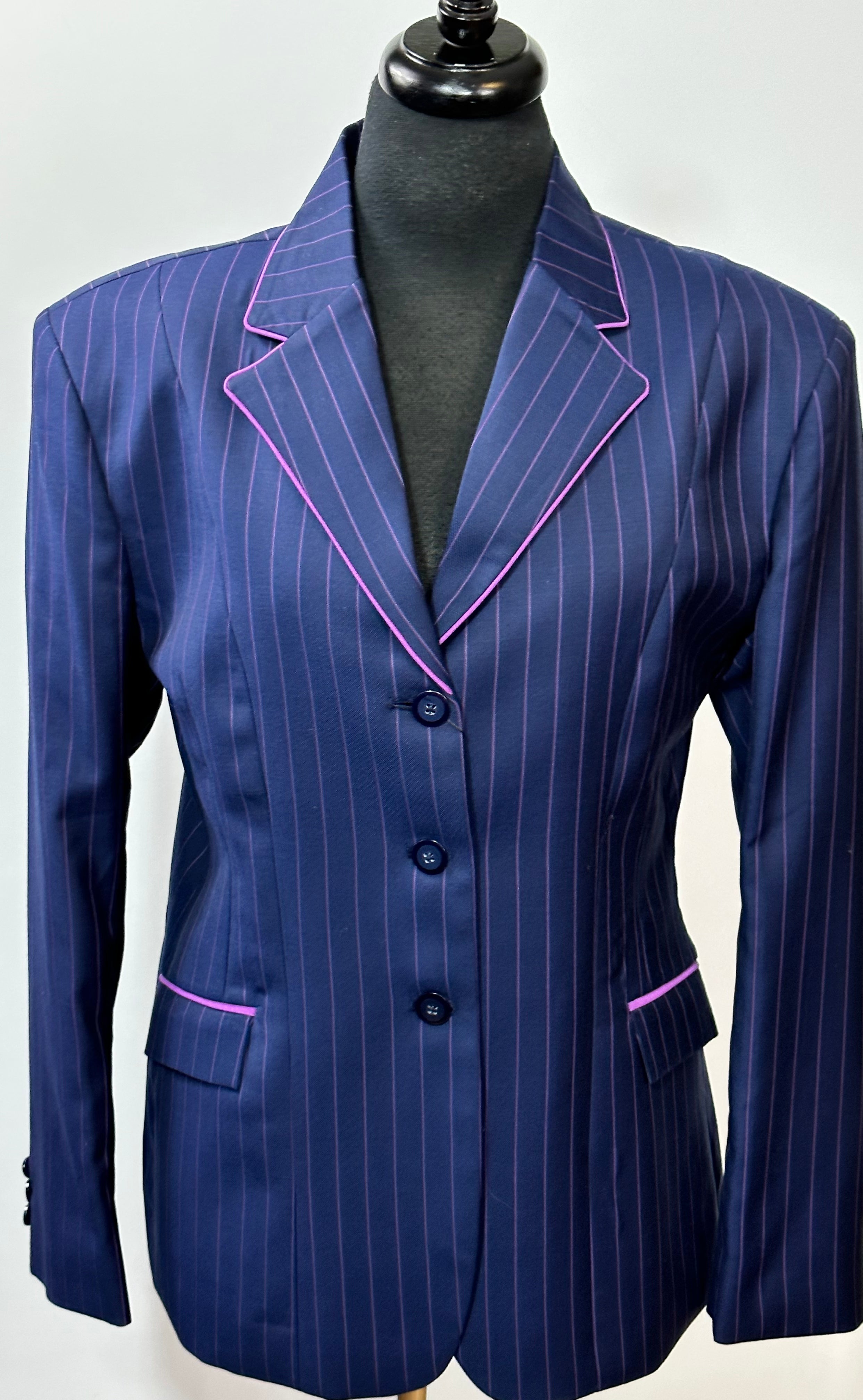 English Show Coat Blue and Purple Stripe Fabric Code CV21130-3