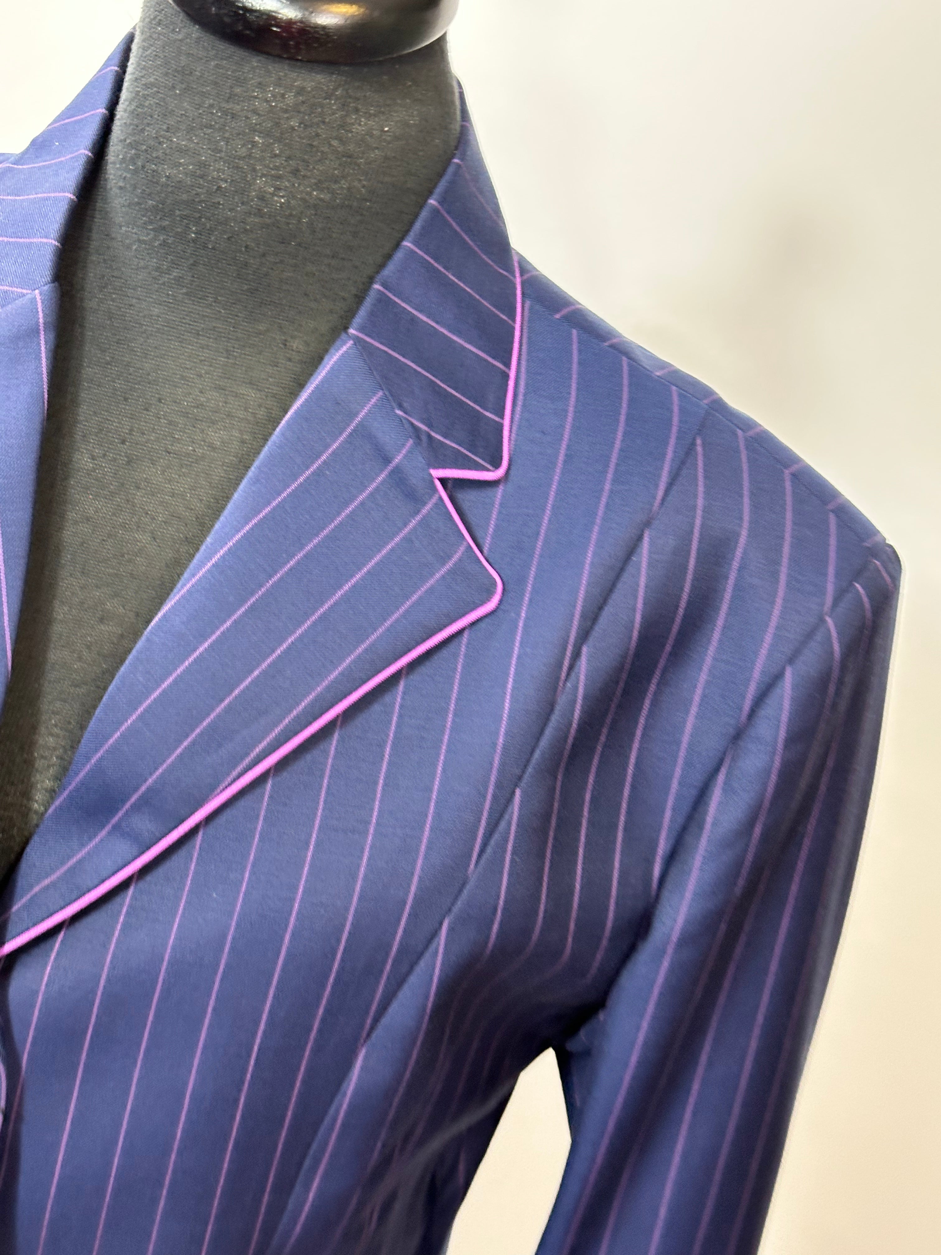 English Show Coat Blue and Purple Stripe Fabric Code CV21130-3