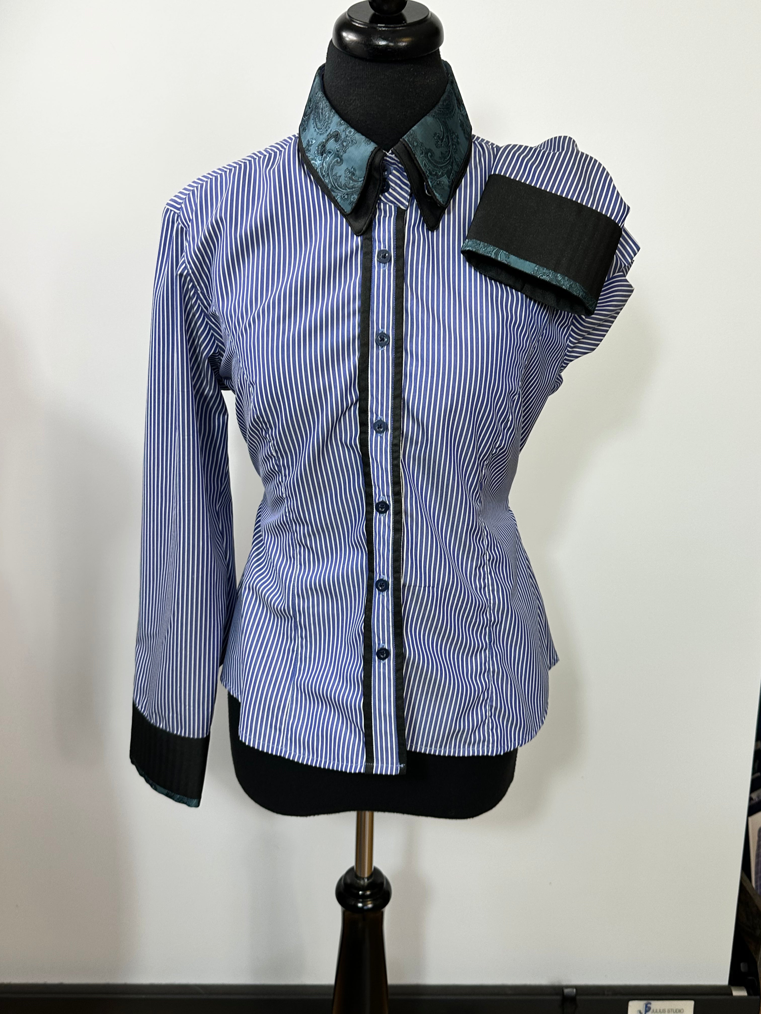 Western Button Up Blue And White Stripe