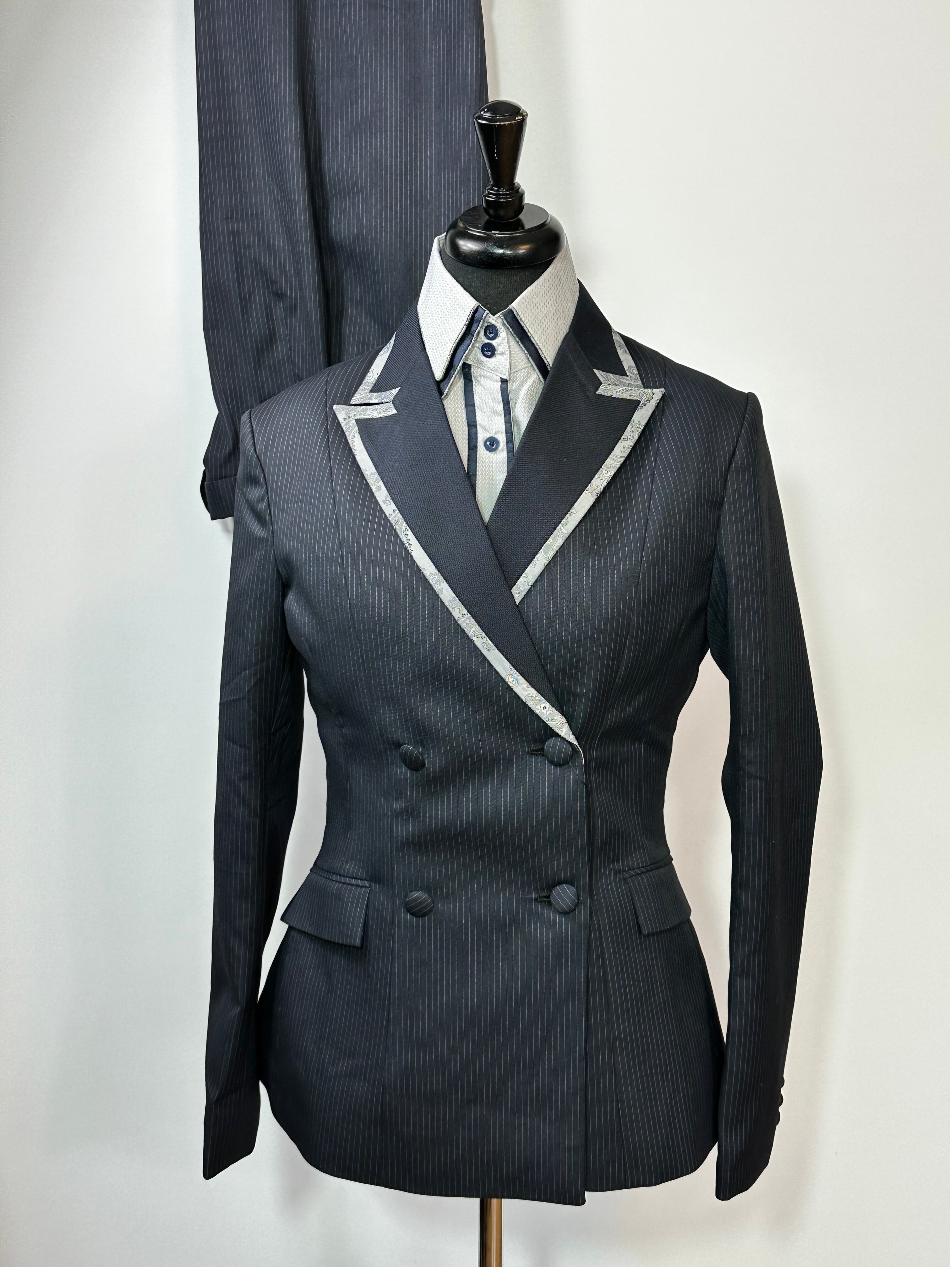Western Showmanship Suit Set Navy With Light Stripe