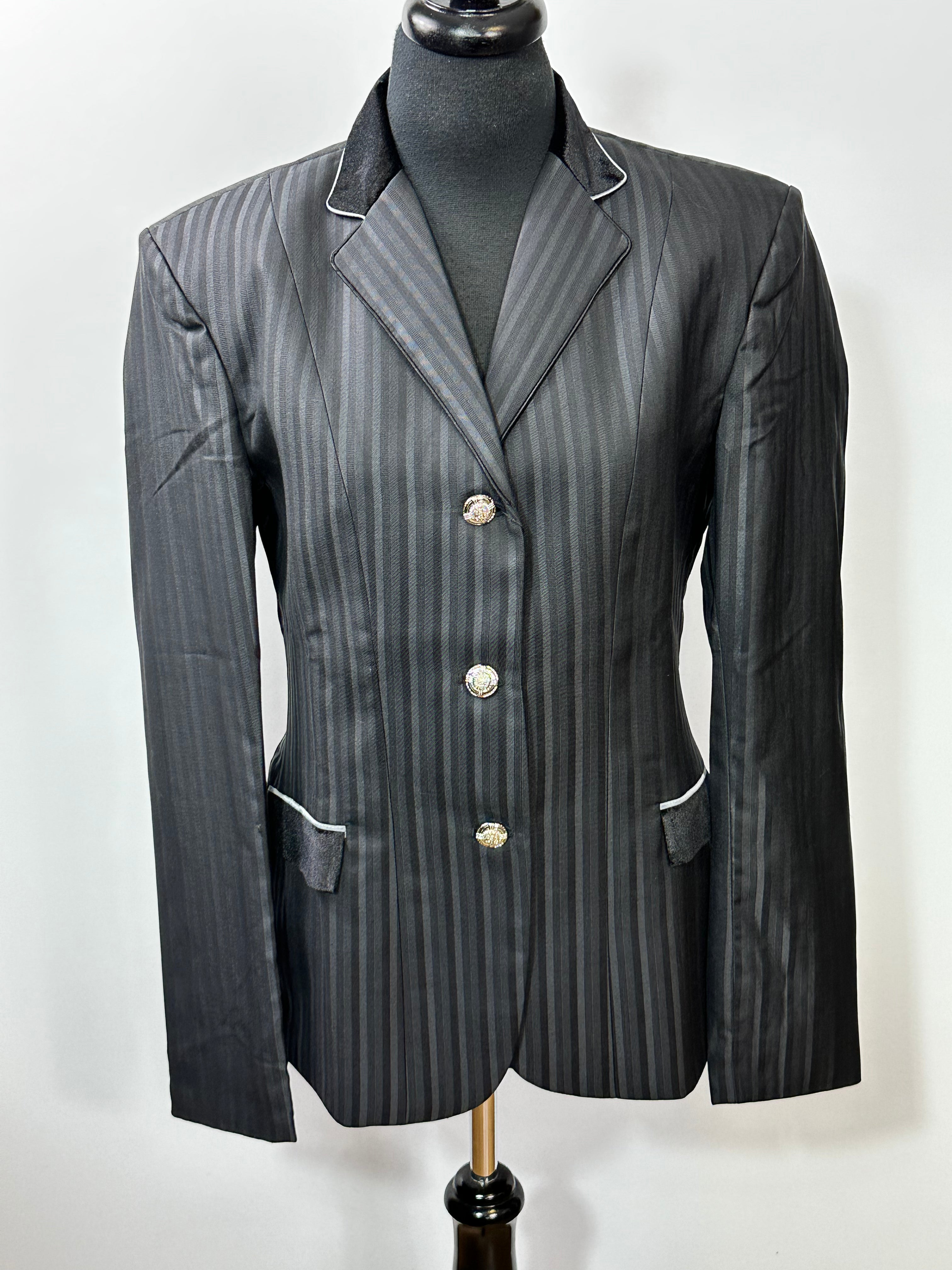 English Show Coat Black Self Stripe Fabric Code R361