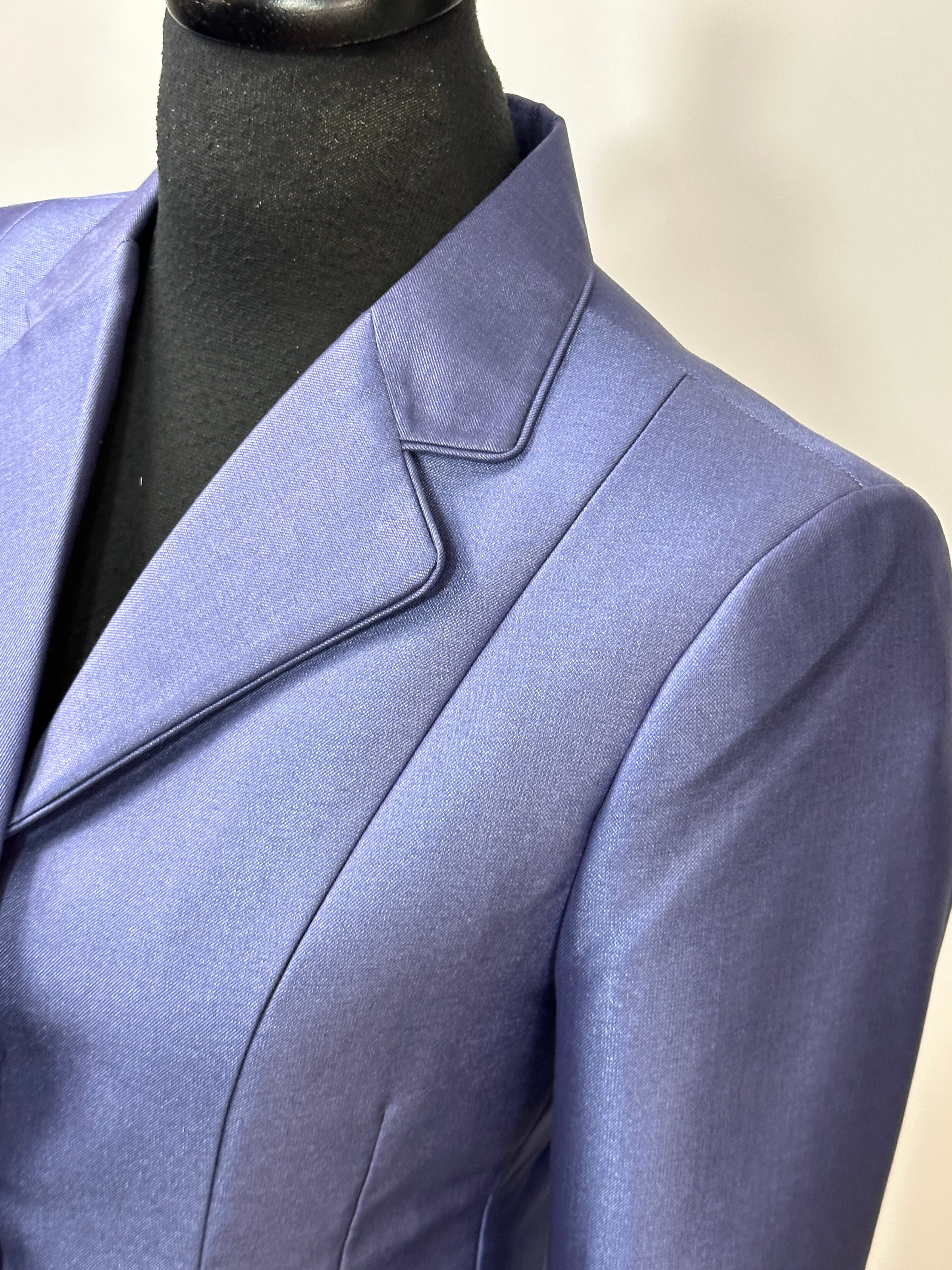English Show Coat Periwinkle. Blue Sheen Fabric Code R340C