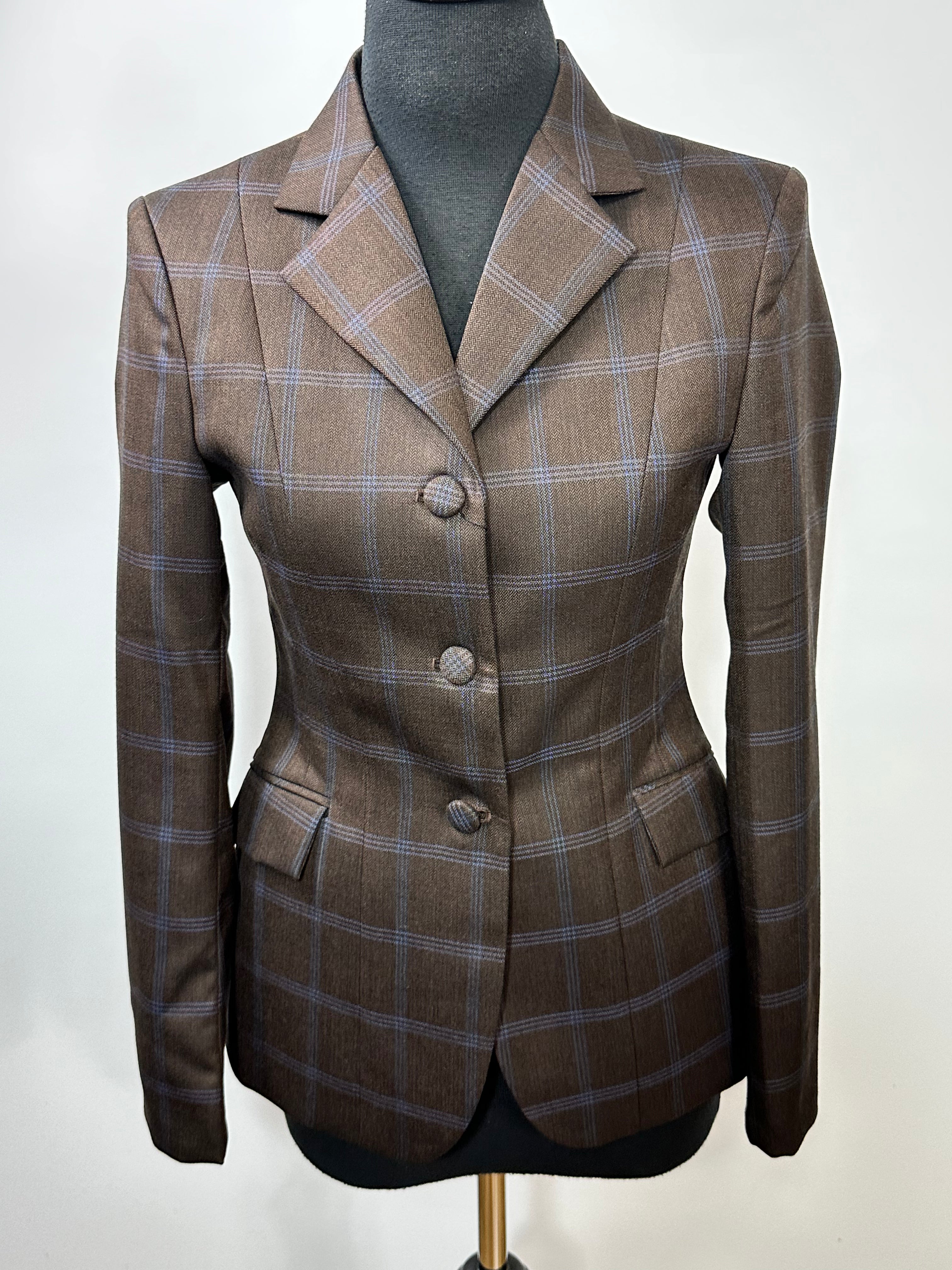 English Show Shirt Brown with Blue Windowpane MD11221 *one only*