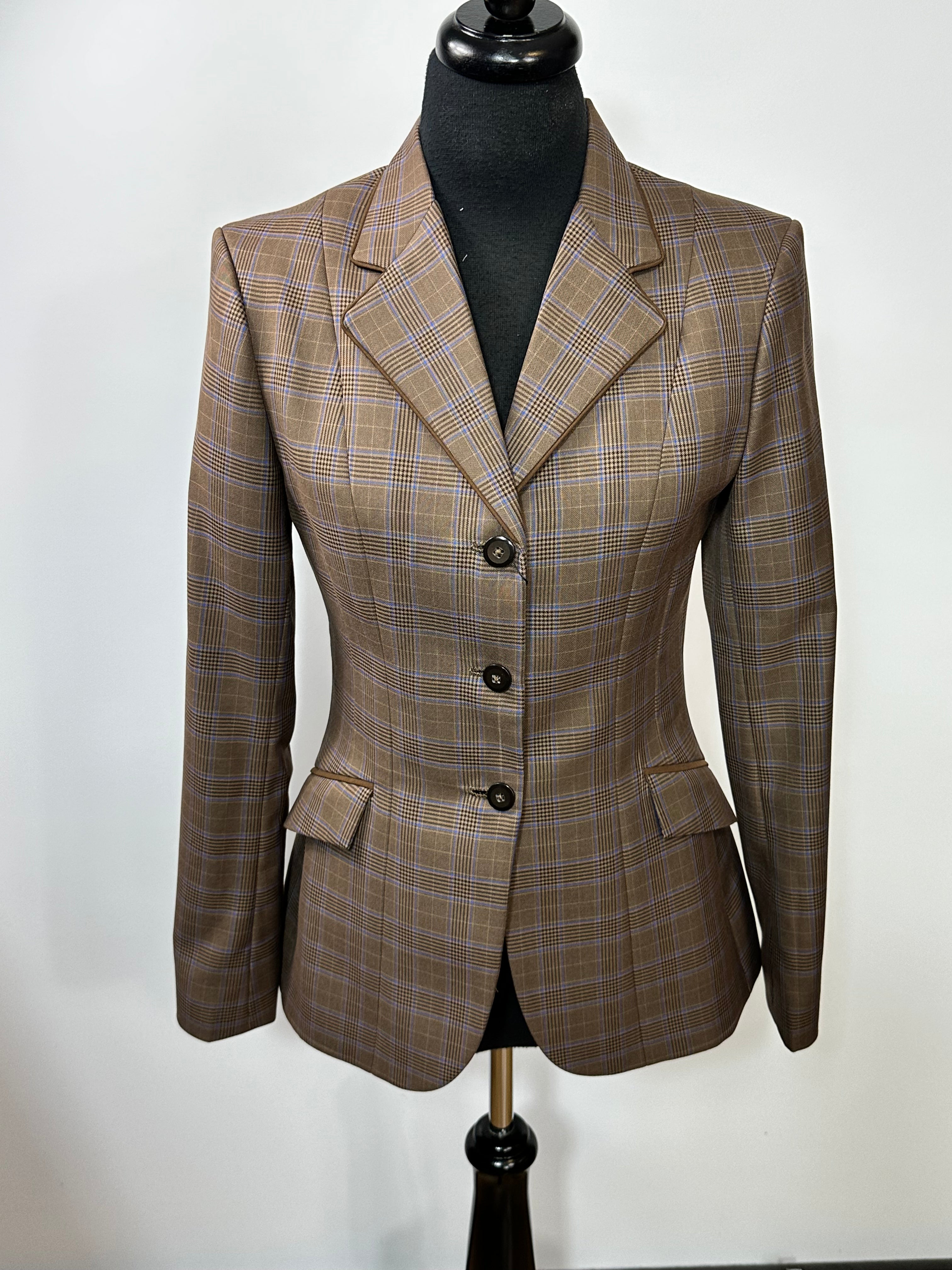 English Show Coat Brown Plaid Fabric Code R181