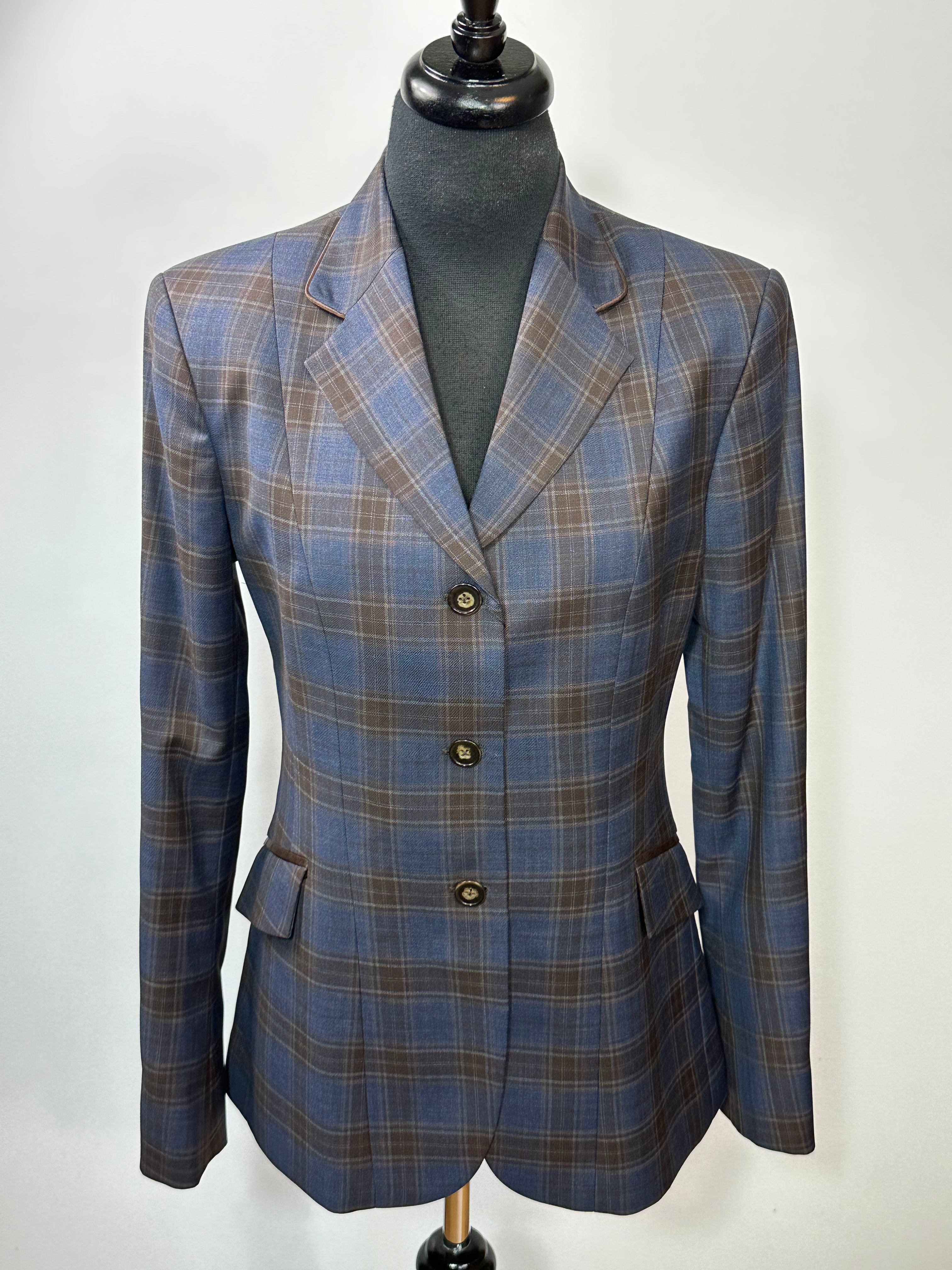 English Show Coat Navy and Brown Plaid EZ47313