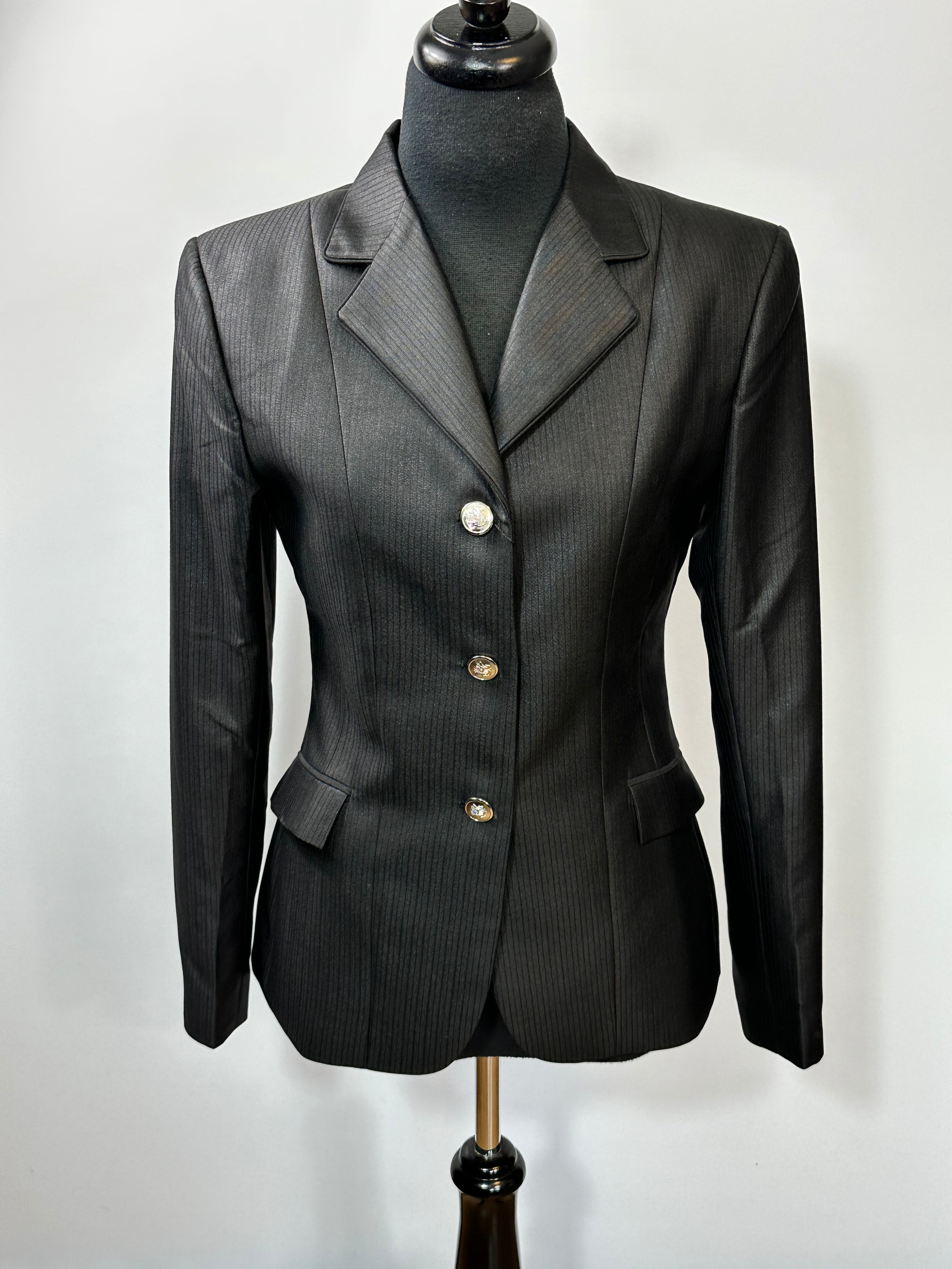 English Show Coat Black Self Stripe Fabric Code R173