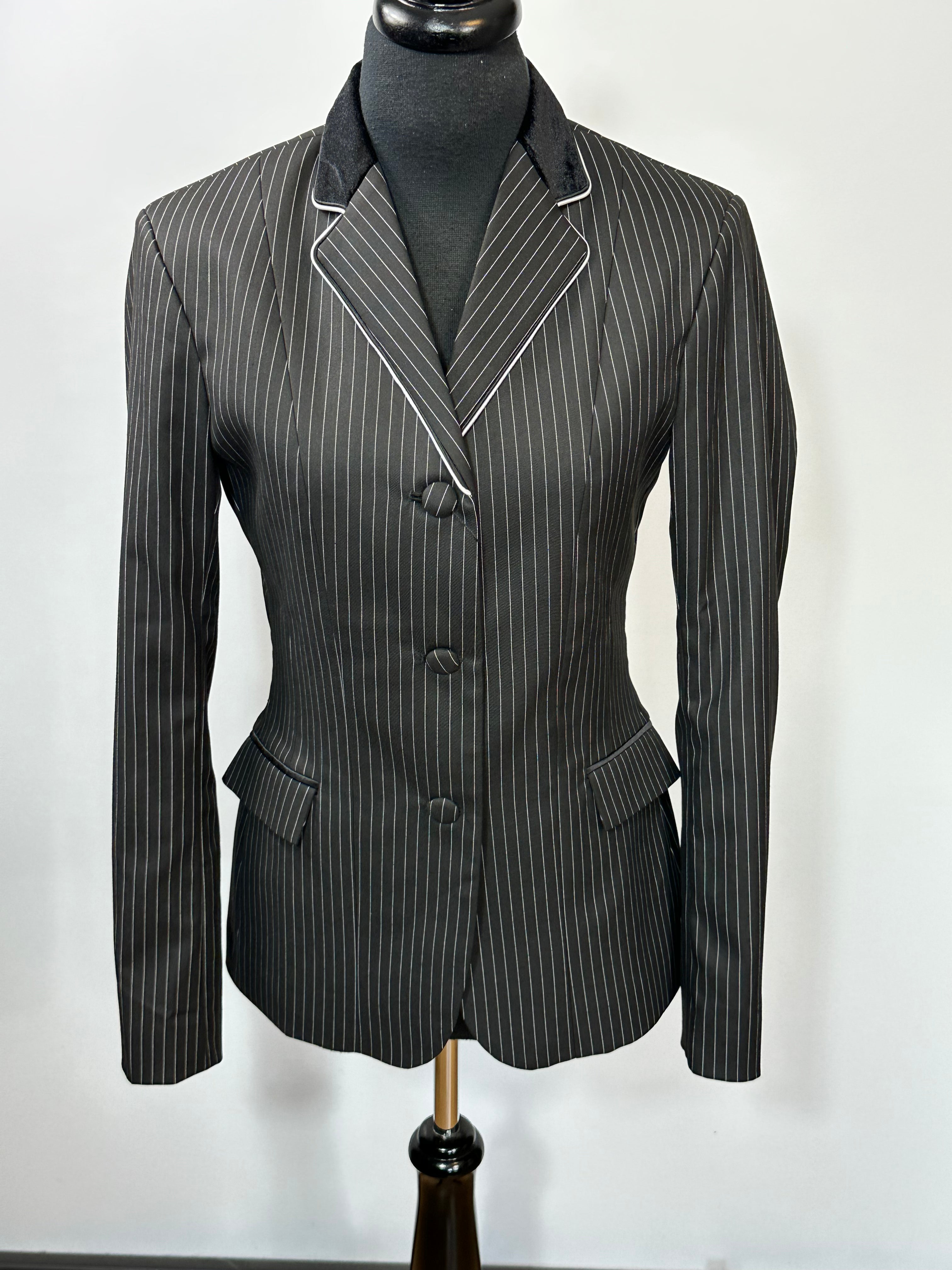 English Show Coat Black and White Stripe Fabric Code HS-004