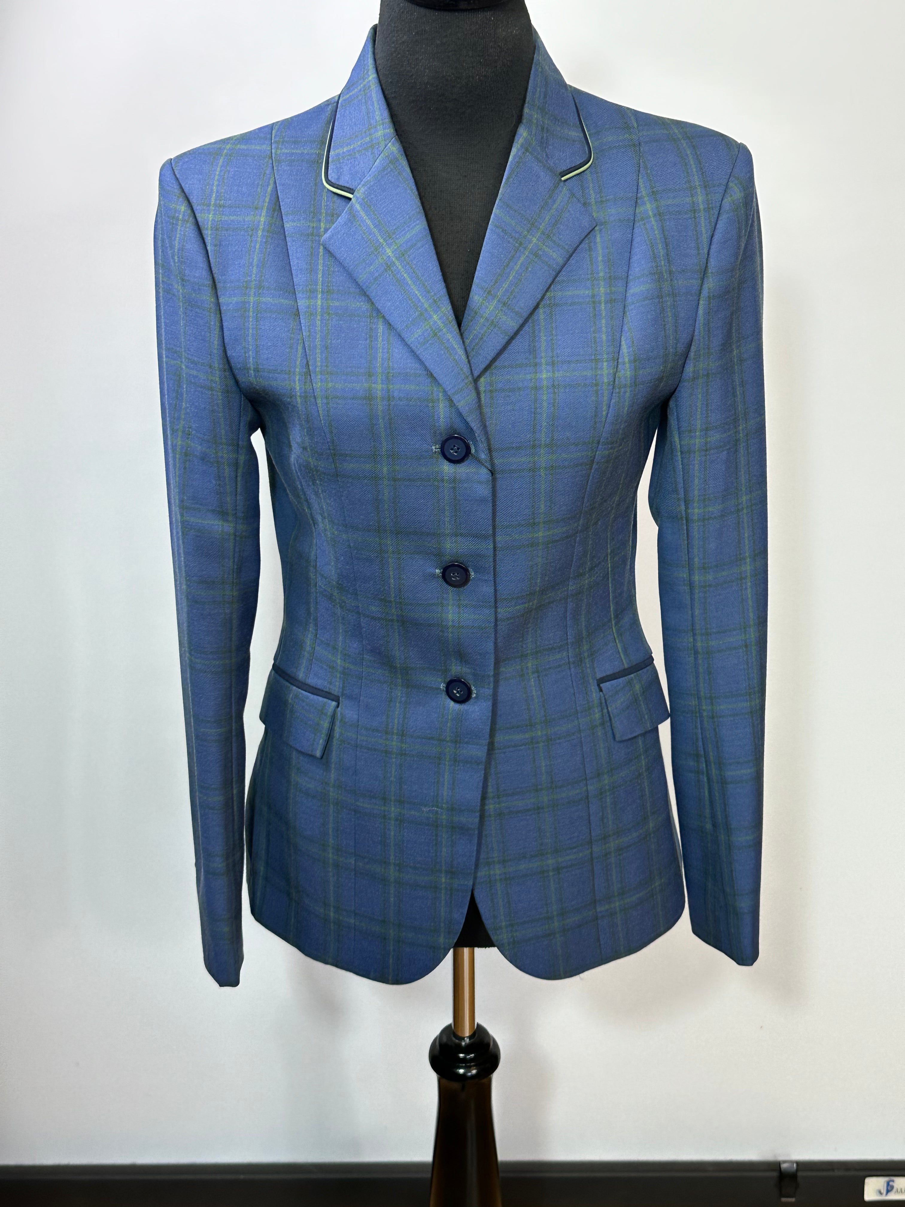 English Show Coat Blue and Green Plaid Fabric Code RD27569